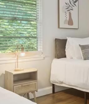 Lerliuo Rattan Nightstand, Boho Side Table with Drawer Open Shelf, Natural customer photo 1