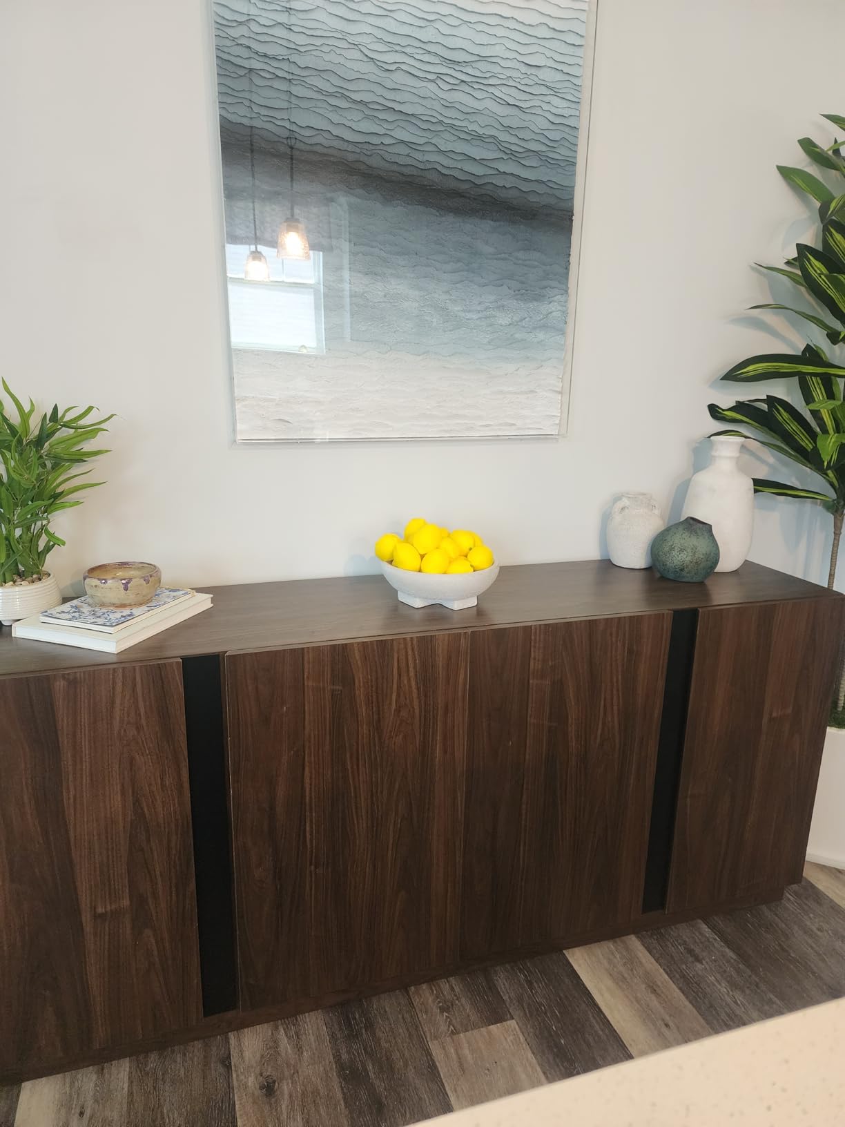 Walker Edison Liss Contemporary 4-Door Minimalist Sideboard 70 Inch Dark Walnut customer photo 1