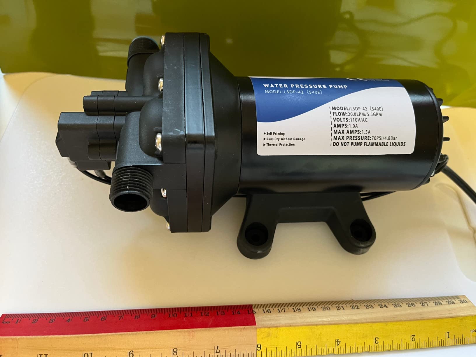 Tdrsuper Water Pressure Booster Pump, 110V AC Water Diaphragm Pump, 5.5GPM 75PSI with Power Plug, Self Priming RV Water Pump for Home Kitchen Bathroom RV Marine Yacht Garden Hose customer photo 1