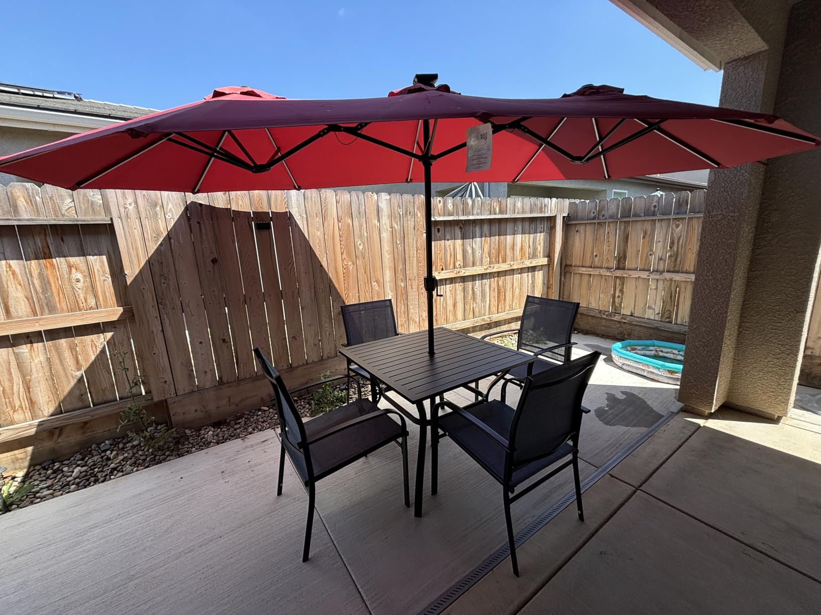 SUNSHINE VALLEY 5 Piece Patio Dining Set for 4, 42 x 42 inch Round Metal Table with Umbrella Hole and 4 Brown Chairs, Outdoor Table and Chairs Set for Lawn Backyard and Deck customer photo 2