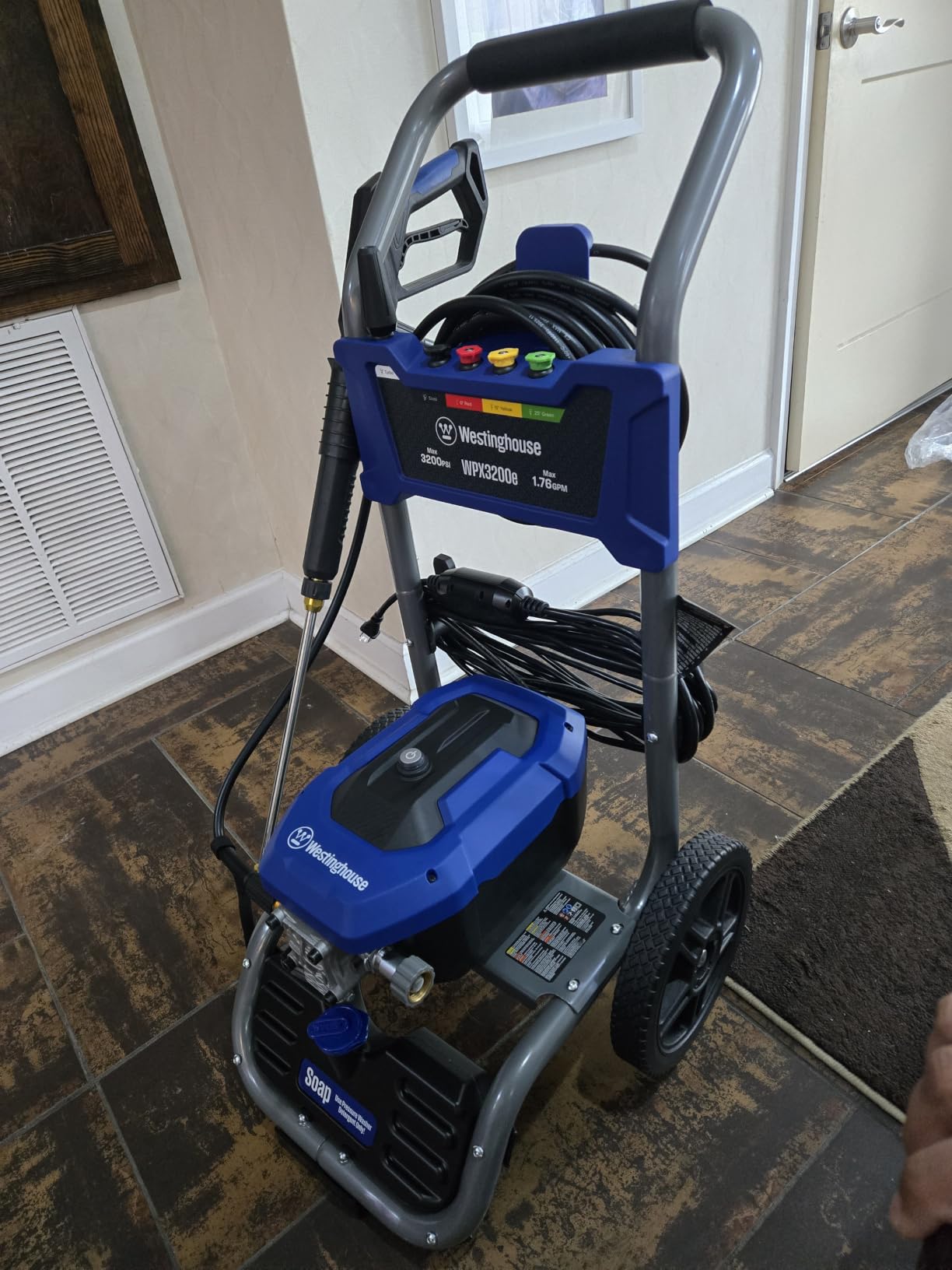 Westinghouse WPX3200e Electric Pressure Washer, 3200 Max PSI and 1.76 Max GPM, Universal Motor, Onboard Soap Tank, Spray Gun and Wand, 5 Nozzle Set, for Cars/Fences/Driveways/Homes/Patios/Furniture customer photo 1