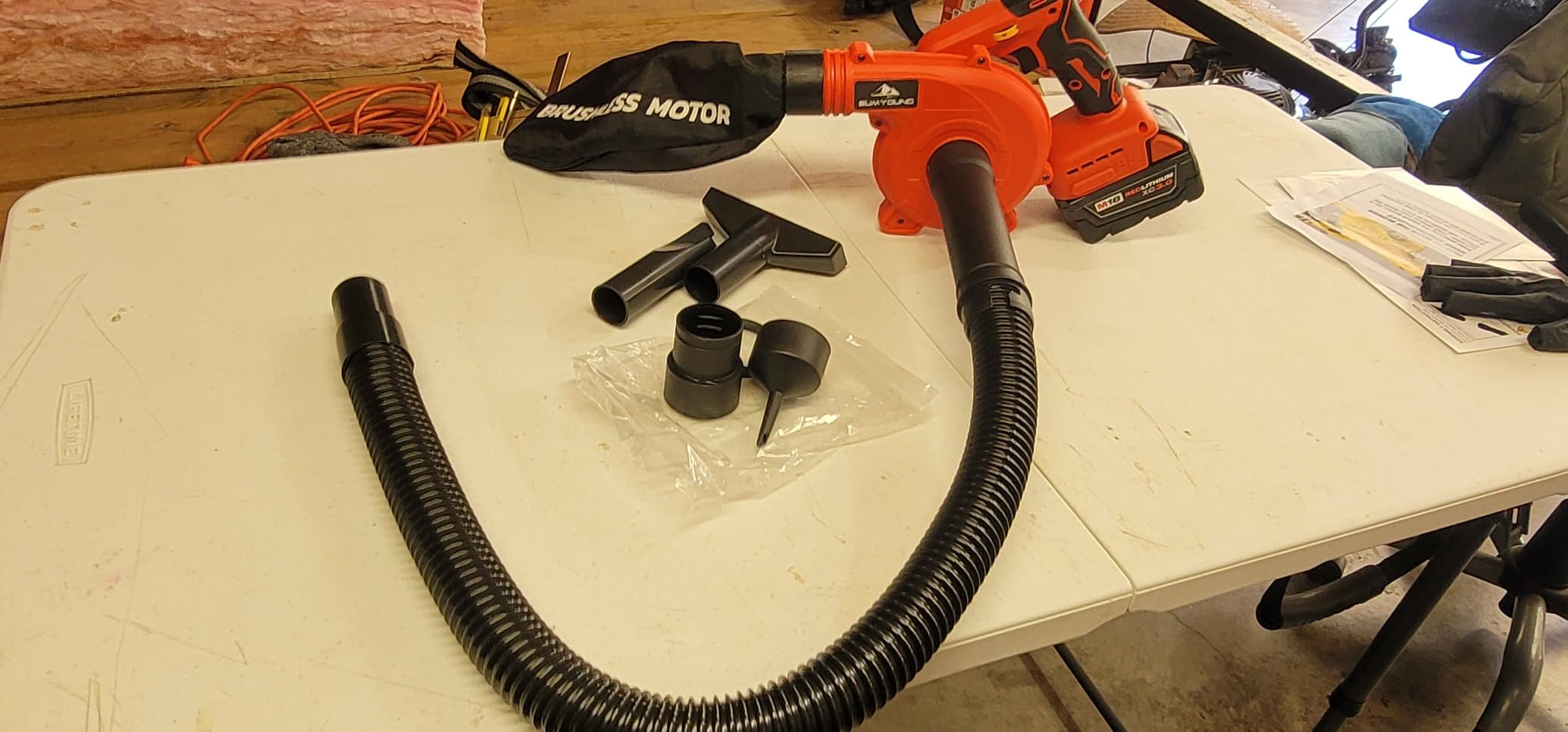 Cordless Leaf Blower for Dewalt 20V Max Battery, Electric Jobsite Air Blower with Brushless Motor, 6 Variable Speed Up to 180MPH, 2-in-1 Handle Electric Blower and Vacuum Cleaner (Battery Not Included) customer photo 1