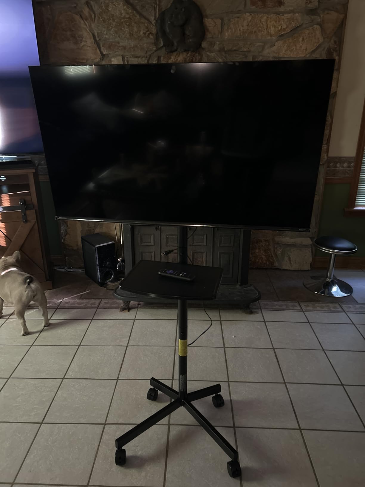 PERLESMITH Rolling TV Stand on Wheels for 23-65 Inch TVs, Tilt Mobile TV Cart Holds up to 99 lbs with Adjustable Height Shelf, Outdoor TV Stand for Bedroom Max VESA 400x400mm PSTVMC04 customer photo 1
