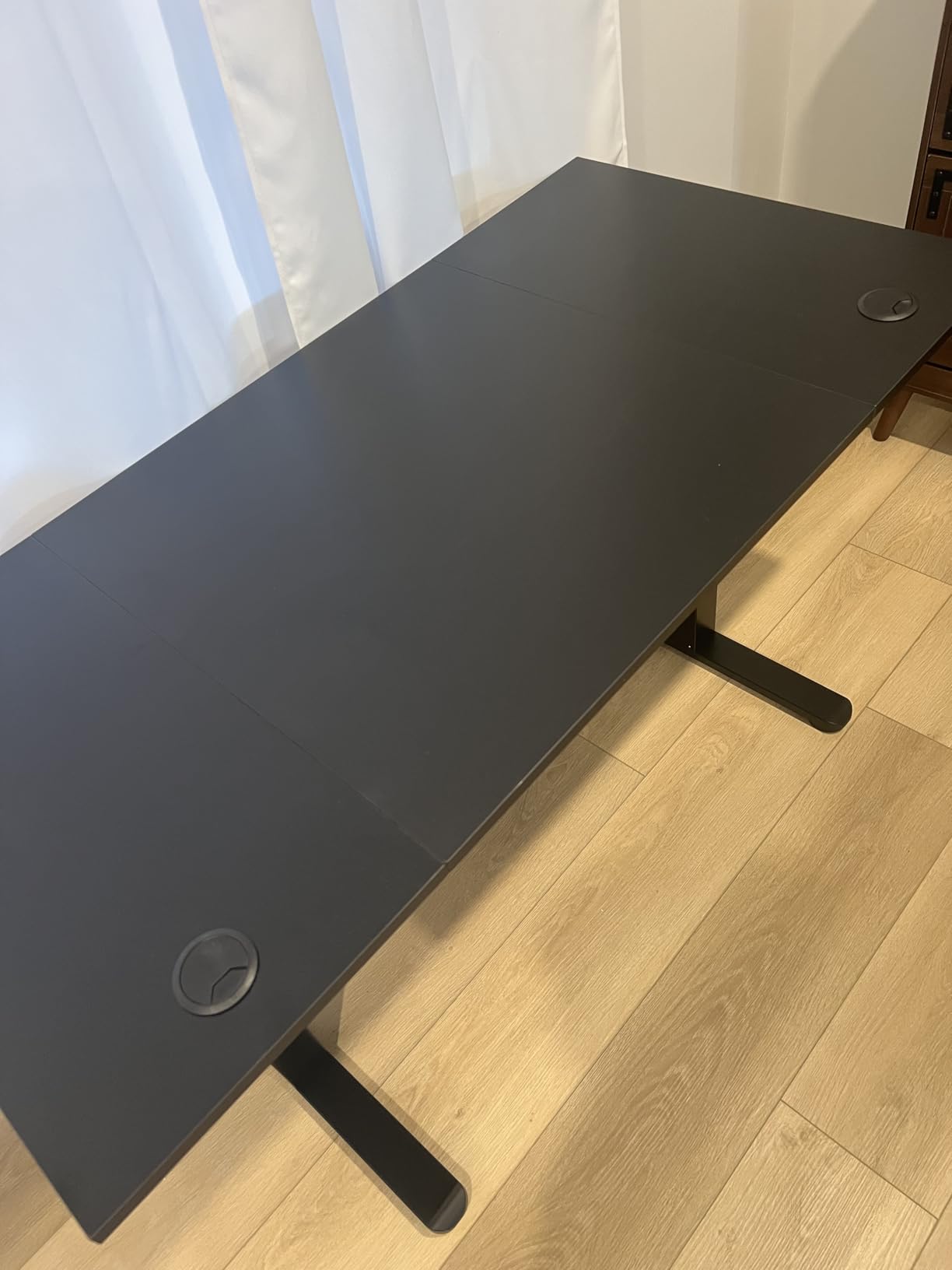 Claiks Electric Standing Desk, Adjustable Height Stand up Desk, 55x24 Inches Sit Stand Home Office Desk with Splice Board, Black Frame/Rustic Brown Top customer photo 2