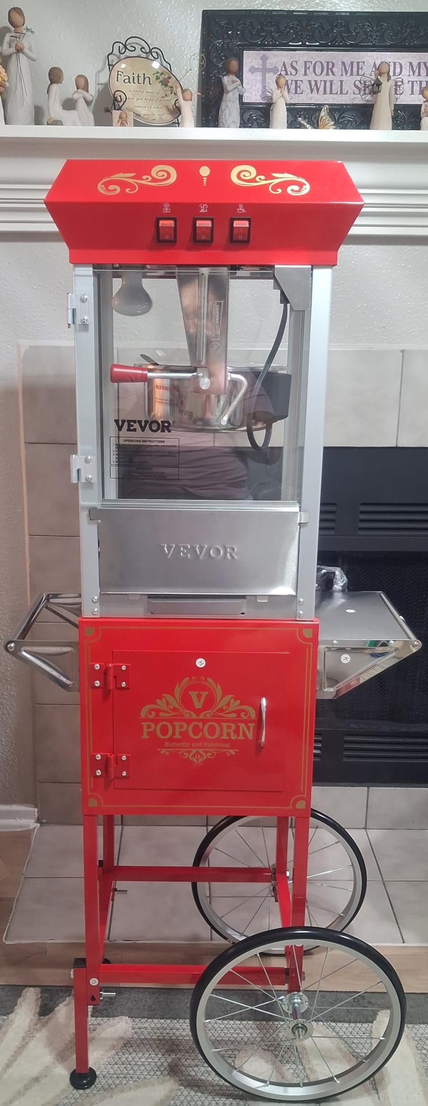 VEVOR Commercial Popcorn Machine, 8 Oz Kettle, 850 W Popcorn Maker on Wheels for 48 Cups per Batch, Theater Style Popper with 3-Switch Control, Steel Frame Tempered Glass Doors Cart customer photo 1