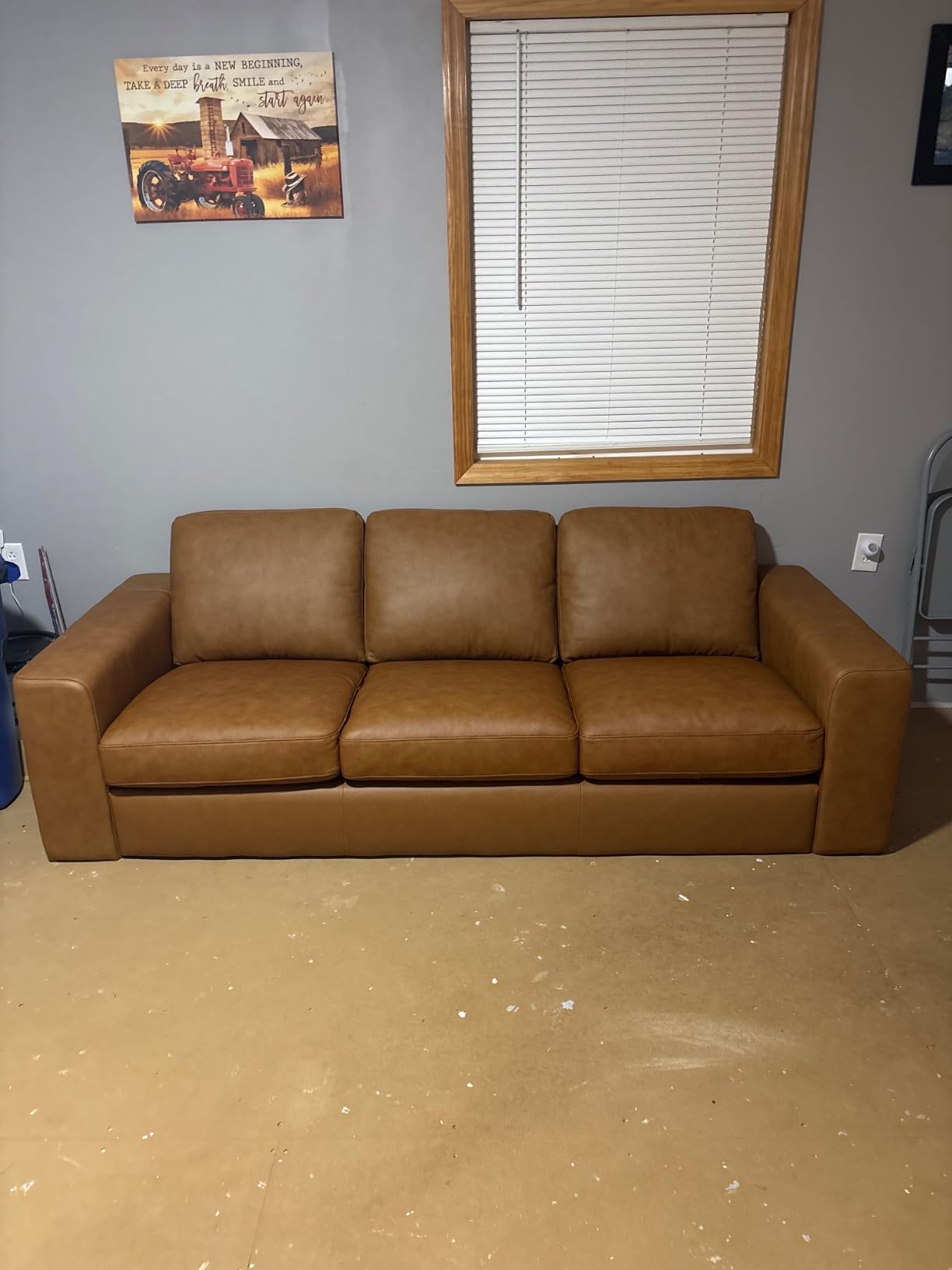 Naomi Home Genuine Leather Couch for Family Living Room - Luxury Sofa with Ergonomic Backrest, Square Arms, Solid Wood Frame, Strong Weight Capacity & Removable Cushions - Premium Genuine Leather Sofa customer photo 2