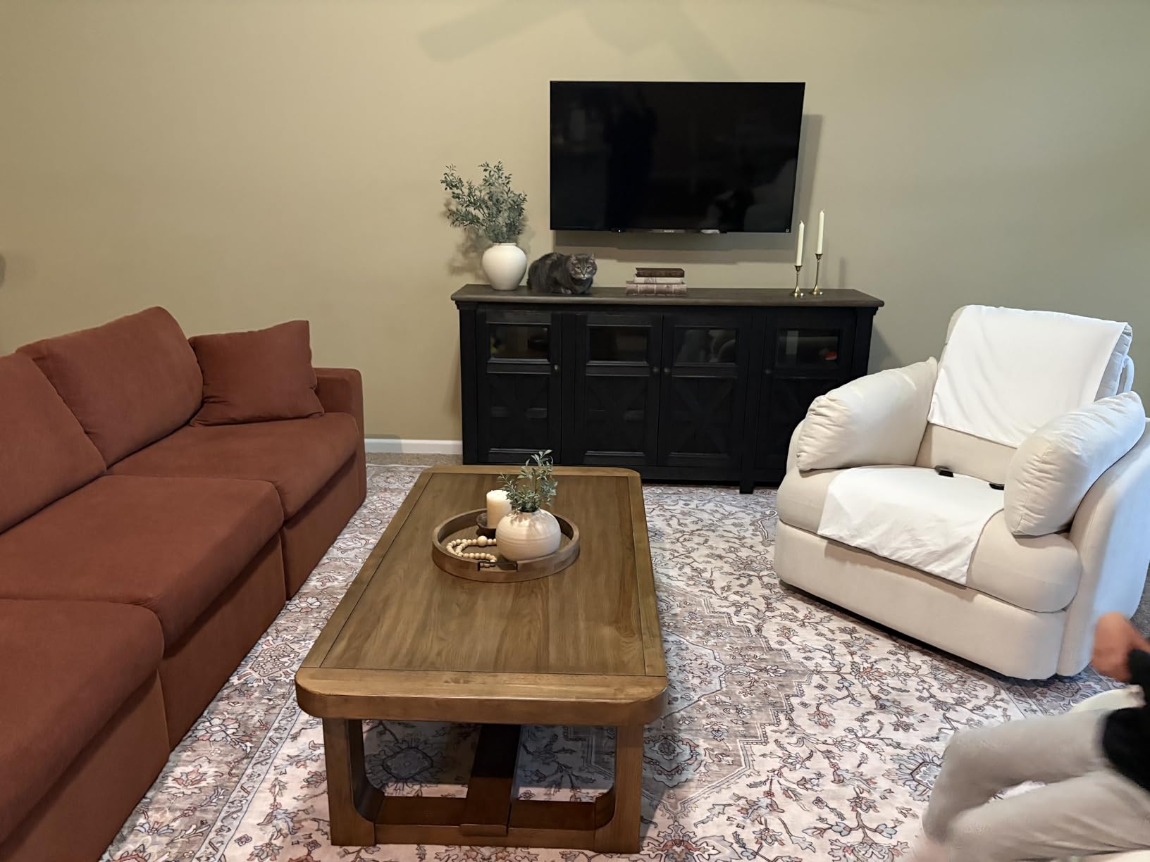 Signature Design by Ashley Cabalynn Modern Coffee Table with Solid Wood Frame, Light Brown customer photo 2