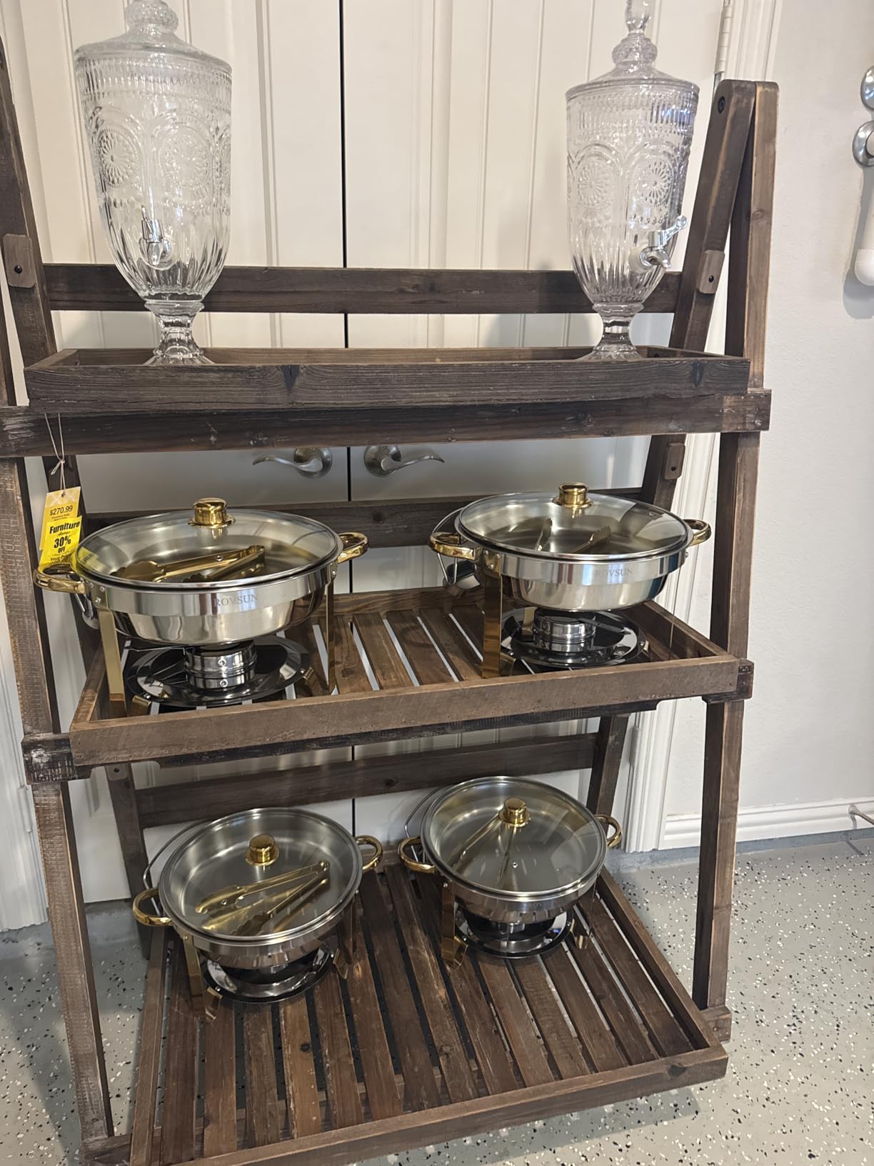 ROVSUN 5QT 4 Packs Chafing Dish Buffet Set Gold Accent, NSF Round Stainless Steel Buffet Warmer Chafers and Warmers Sets with Glass Lid & Lid Holder for Catering Events Parties Weddings Dinners customer photo 1