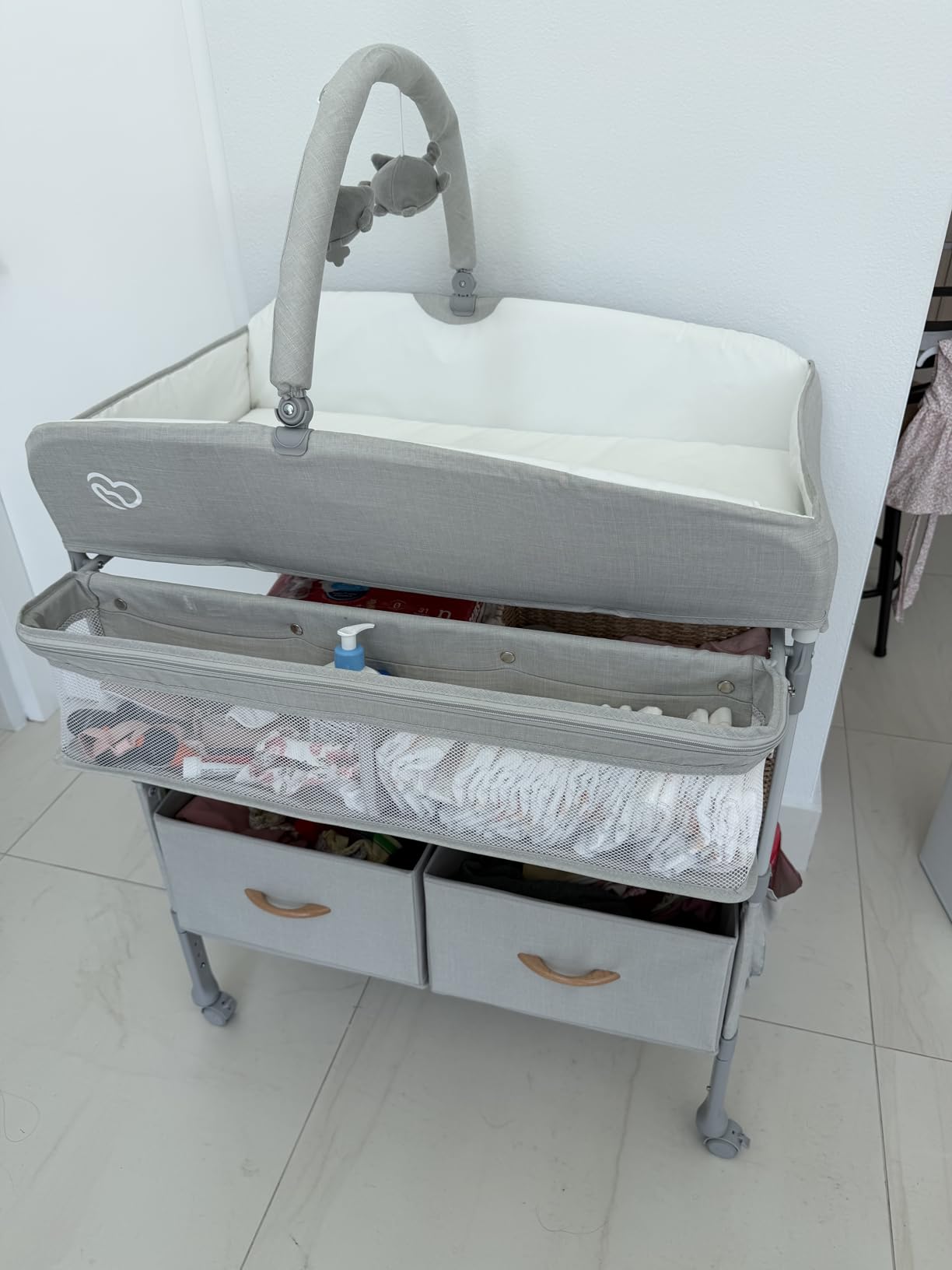 BabyBond Portable Baby Changing Table with 2 Storage Baskets, Foldable Changing Table Dresser (Grey) customer photo 1