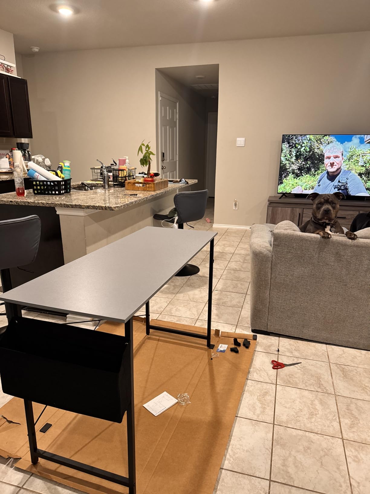 Pamray 47 Inch Computer Desk for Small Spaces with Storage Bag, Home Office Work Desk with Headphone Hook customer photo 1