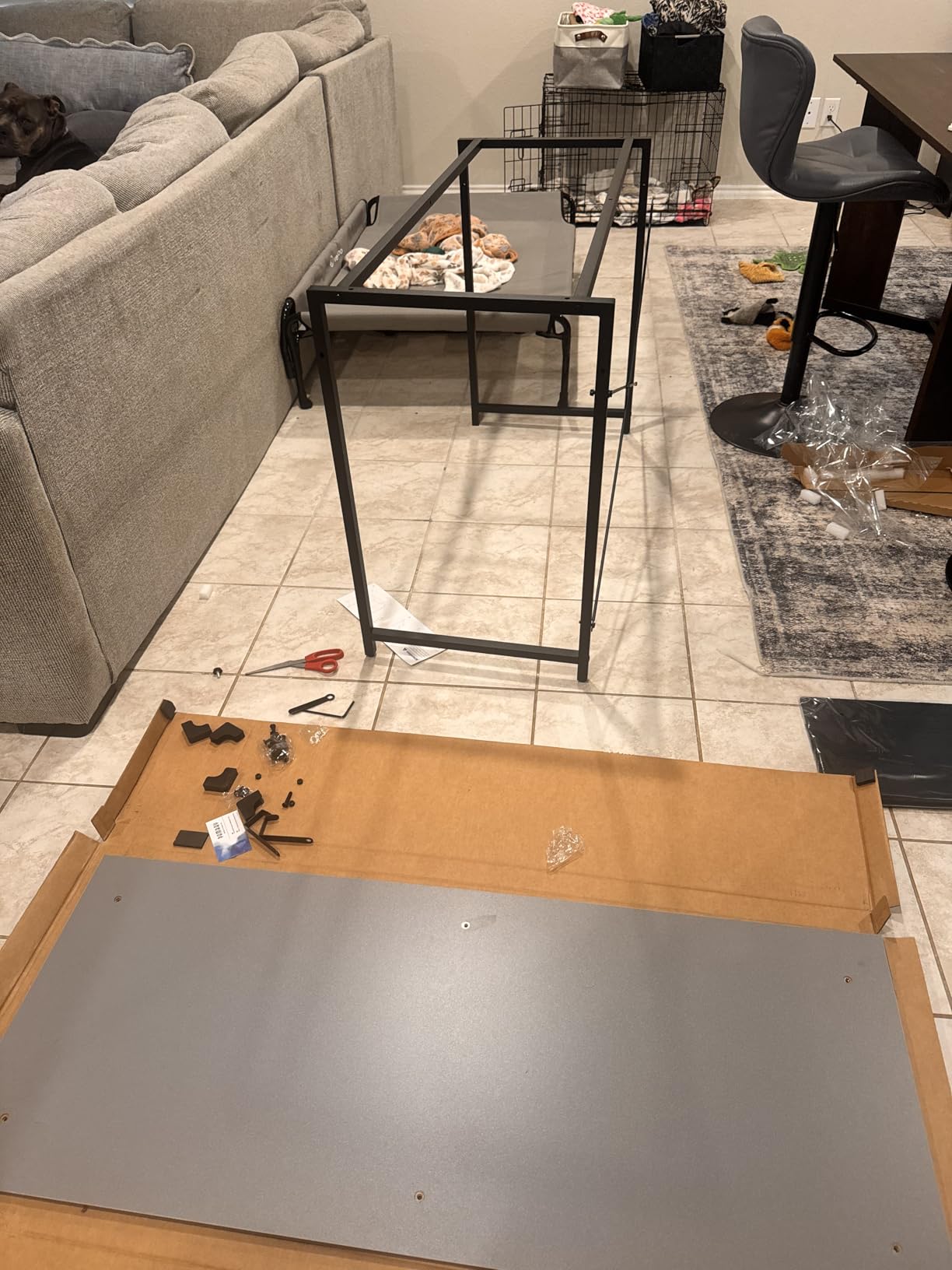 Pamray 47 Inch Computer Desk for Small Spaces with Storage Bag, Home Office Work Desk with Headphone Hook customer photo 2