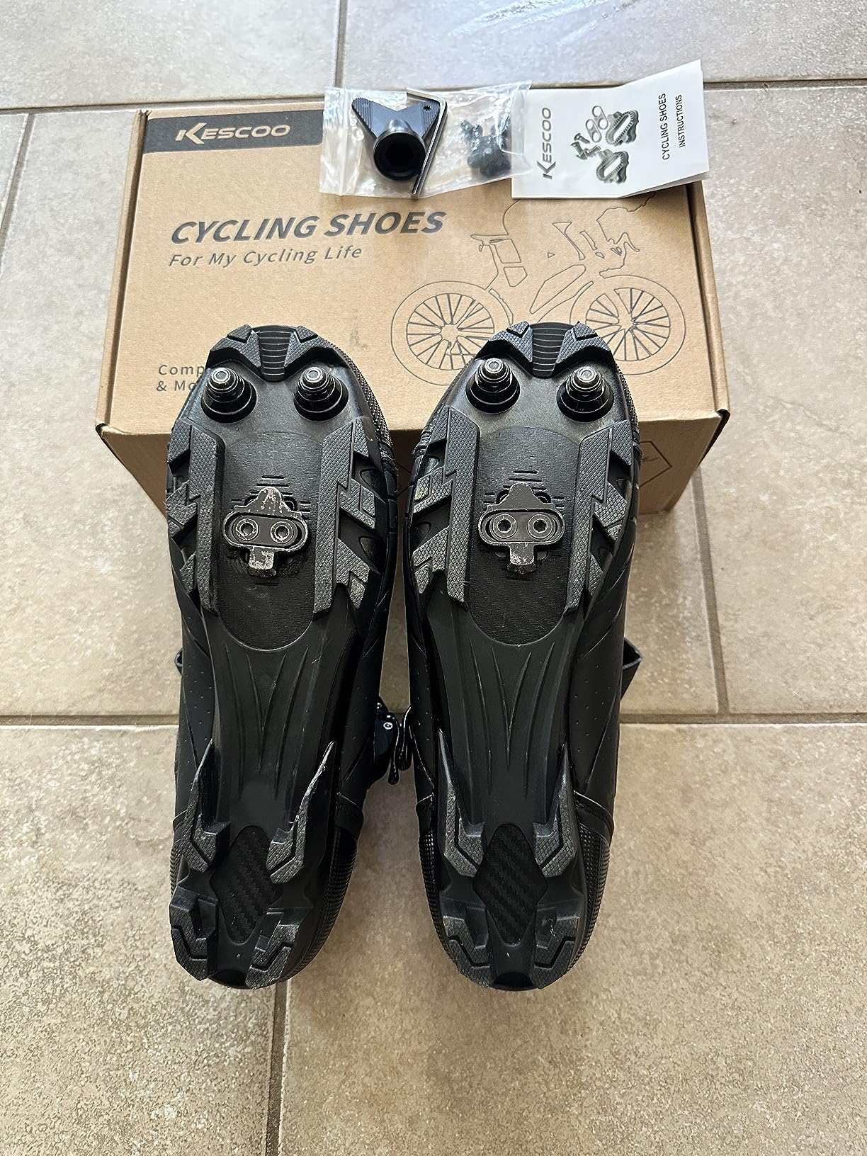 Mens Mountain Bike Shoes with 2-Bolts SPD Cleats Included, Cycling Shoes with Quick Ratchet Buckle Indoor Outdoor Riding Biking customer photo 2