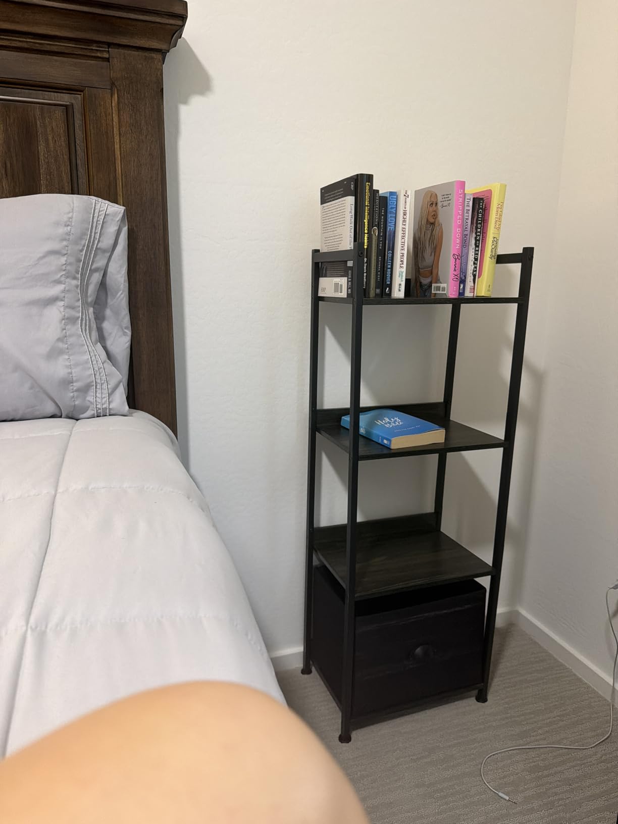 Furologee 5 Tier Bookshelf with Drawer, Tall Narrow Bookcase with Shelves, Wood and Metal Bookshelves Storage Organizer, Industrial Display Standing Shelf Unit for Bedroom, Living Room, Rustic Brown customer photo 2
