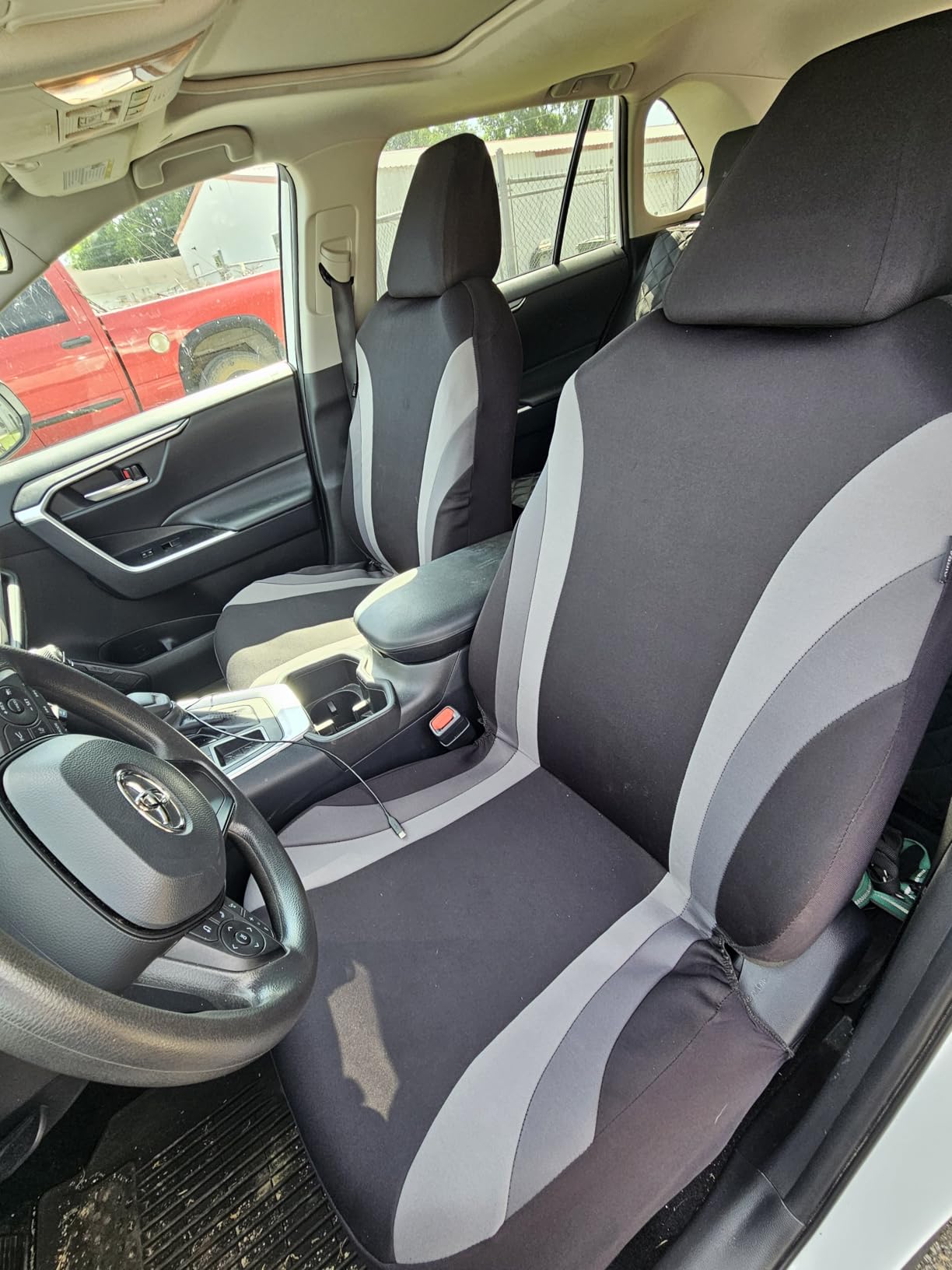 CAR PASS Line Rider Sporty Front Seat Covers,Gray Car Seat Covers Two Front Seats Only, Airbag Compatible,Universal Fit Sedans,Cars,Vans,SUV,Truck(Black and Gray) customer photo 1