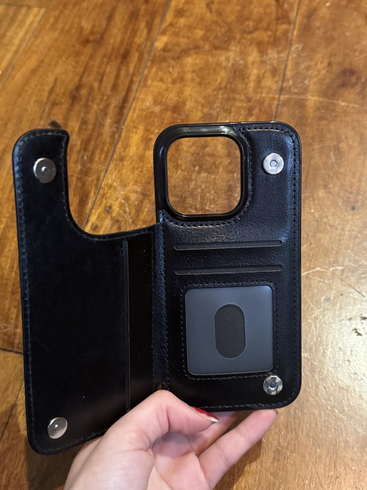 ONETOP Compatible with iPhone 15 Pro Wallet Case with Card Holder, PU Leather Kickstand Card Slots Case, Double Magnetic Clasp and Durable Shockproof Cover 6.1 Inch (Brown) customer photo 1
