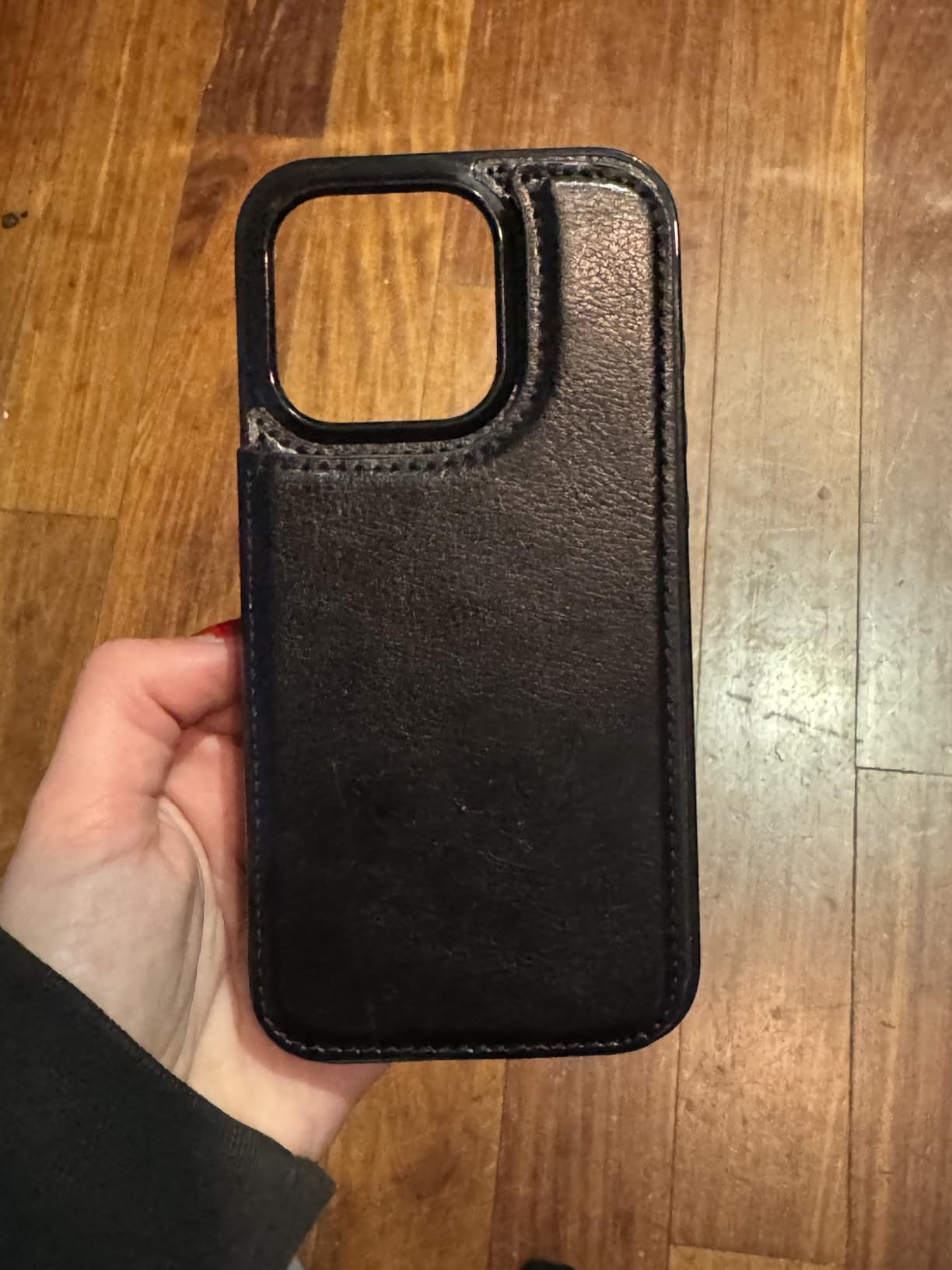 ONETOP Compatible with iPhone 15 Pro Wallet Case with Card Holder, PU Leather Kickstand Card Slots Case, Double Magnetic Clasp and Durable Shockproof Cover 6.1 Inch (Brown) customer photo 2