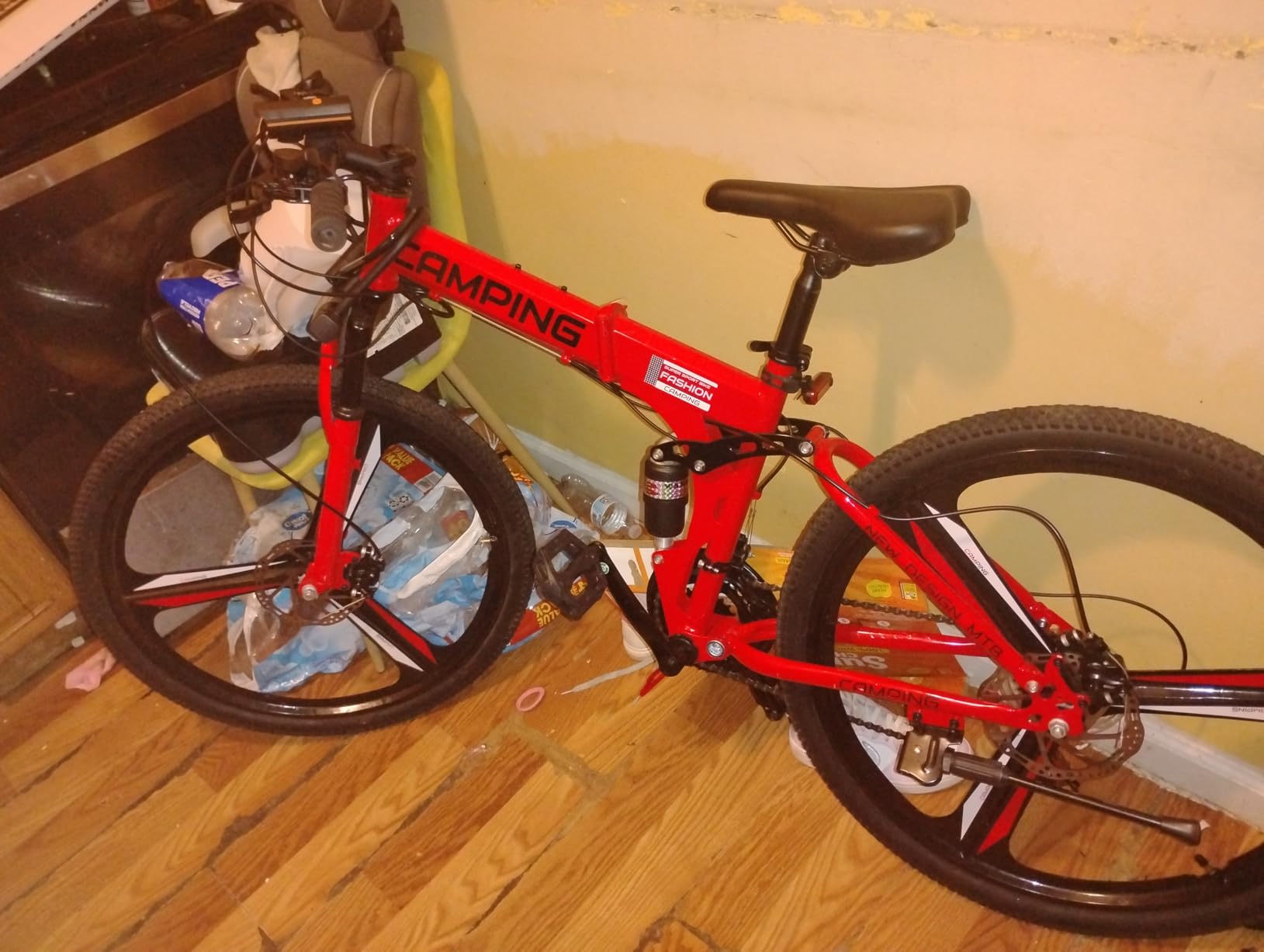 Ktaxon 26 Inch Foldable Mountain Bike, 21 Speed Folding Mountain Bike with Double Shock Effect, Powerful Mechanical Dual Disc Brakes customer photo 2