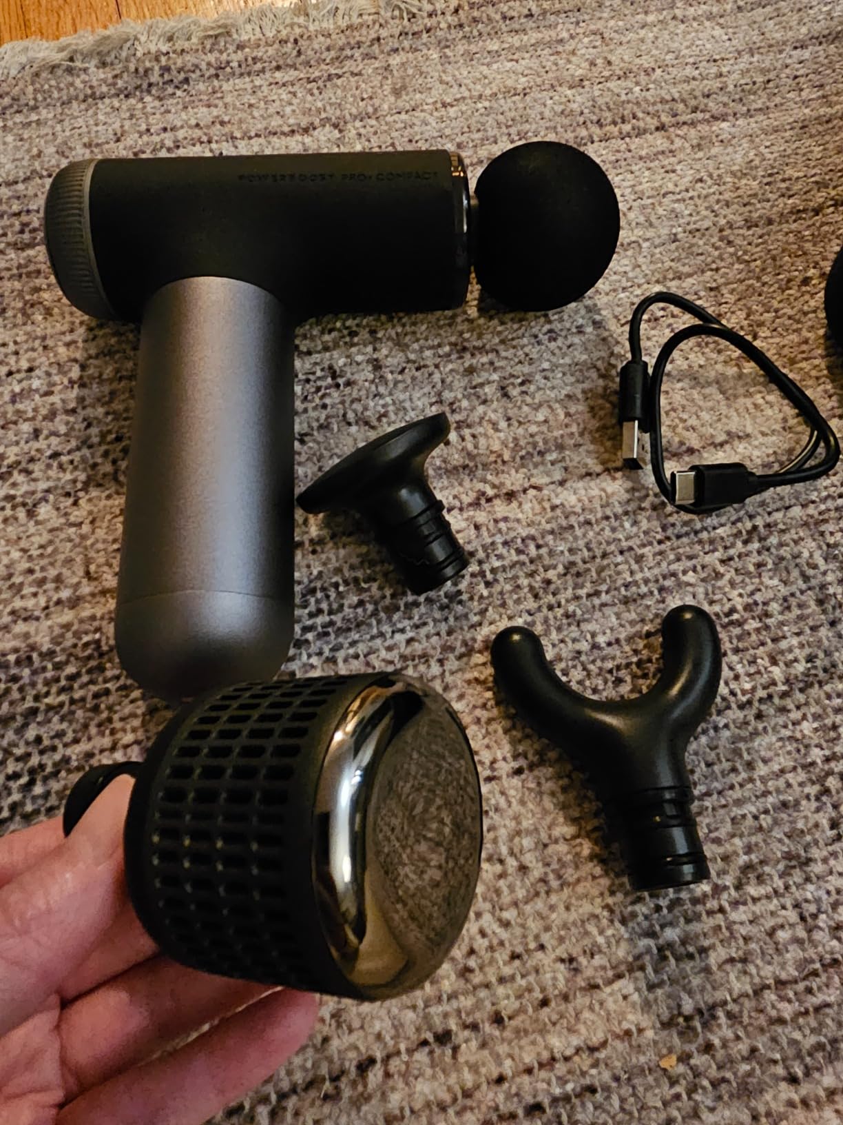 Sharper Image Powerboost Pro+ Hot & Cold Compact Deep Tissue Massage Gun - 6 Speed, 4 Attachments, Travel Case| Soothing Heat & Cold Therapy| Portable Lightweight Full Body Shoulder & Back Massager customer photo 2