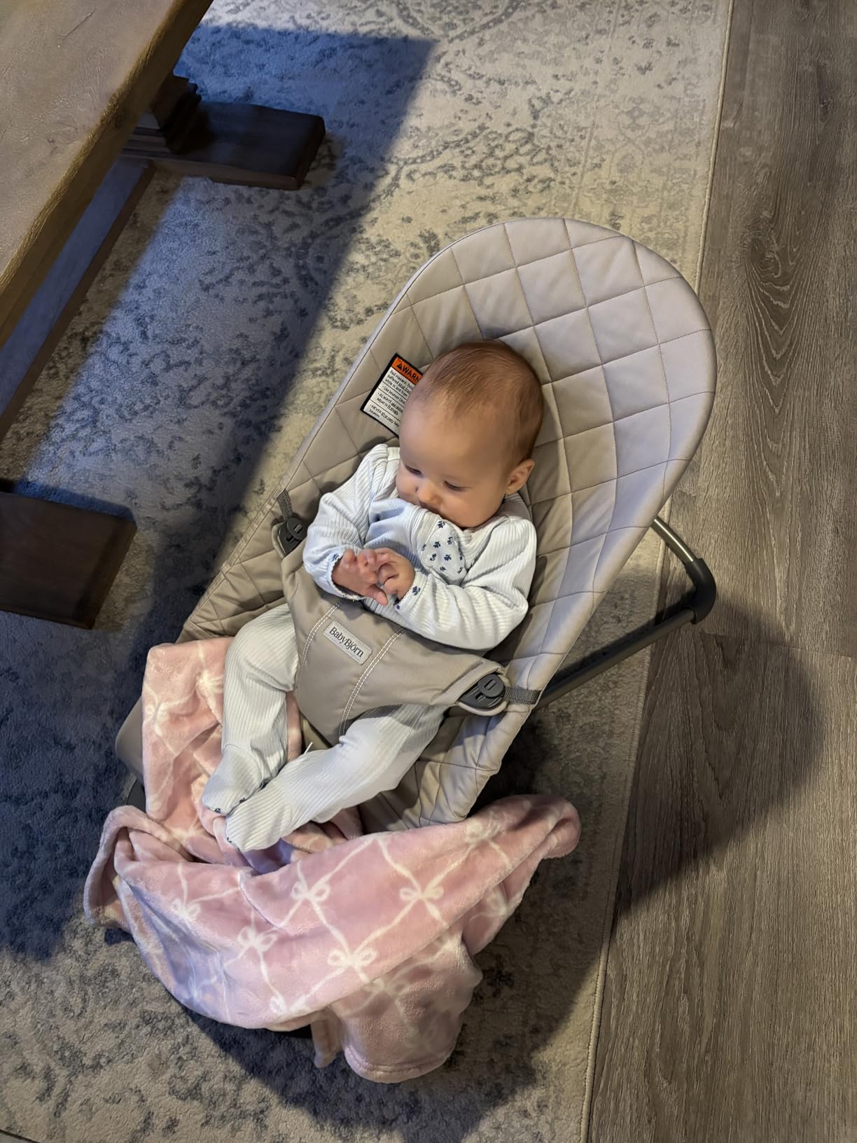 BabyBjorn Bouncer Bliss, Sand Gray, Woven, Classic Quilt - 2-in-1 Adjustable Baby Bouncer Seat and Toddler Chair, Newborn to Toddler (8-29 lbs), 4 Positions, Lightweight and Portable customer photo 2