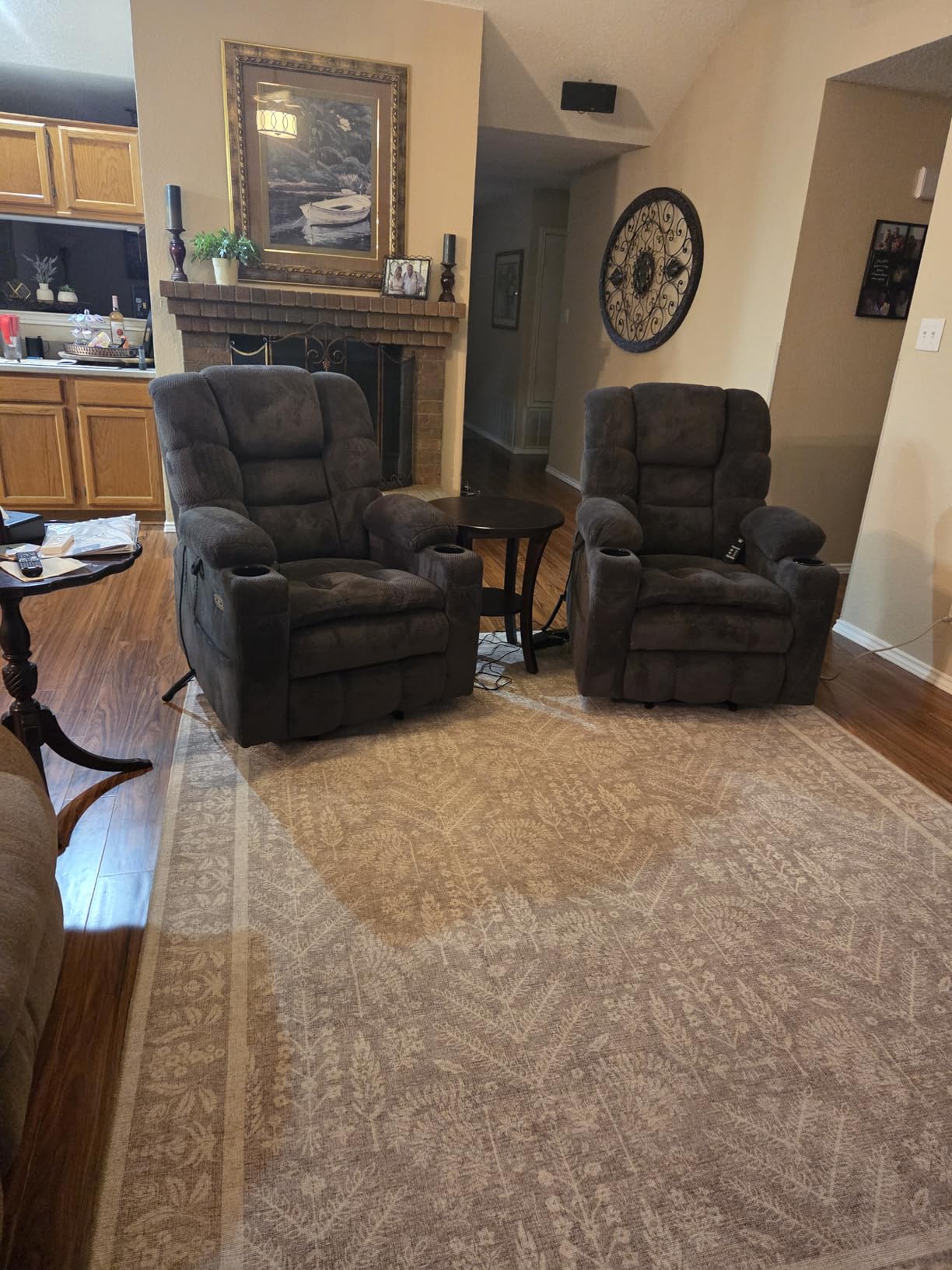 MCombo Triple Motor Lay Flat Power Lift Recliner Chair for Tall Elderly, Infinite Position, Massage, Dual Heating, Adjustable Headrest, Fabric 7634 (Beige, Large) customer photo 2