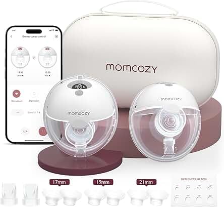 Momcozy M5 Lite Hands-Free Wearable Breast Pump, DoubleFit Flange for Baby-Like Comfort, 3 Modes & 9 Suction Levels, 24mm, 2-Pack, Cozy Red customer photo 2