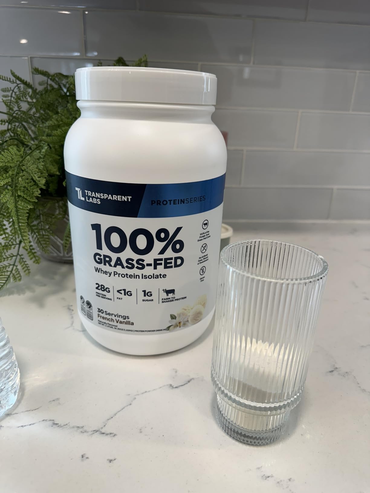 Transparent Labs Grass-Fed Whey Protein Isolate - Naturally Flavored, Gluten Free Whey Protein Powder with 28g of Protein per Serving & 9 Amino Acids - 30 Servings, French Vanilla customer photo 1