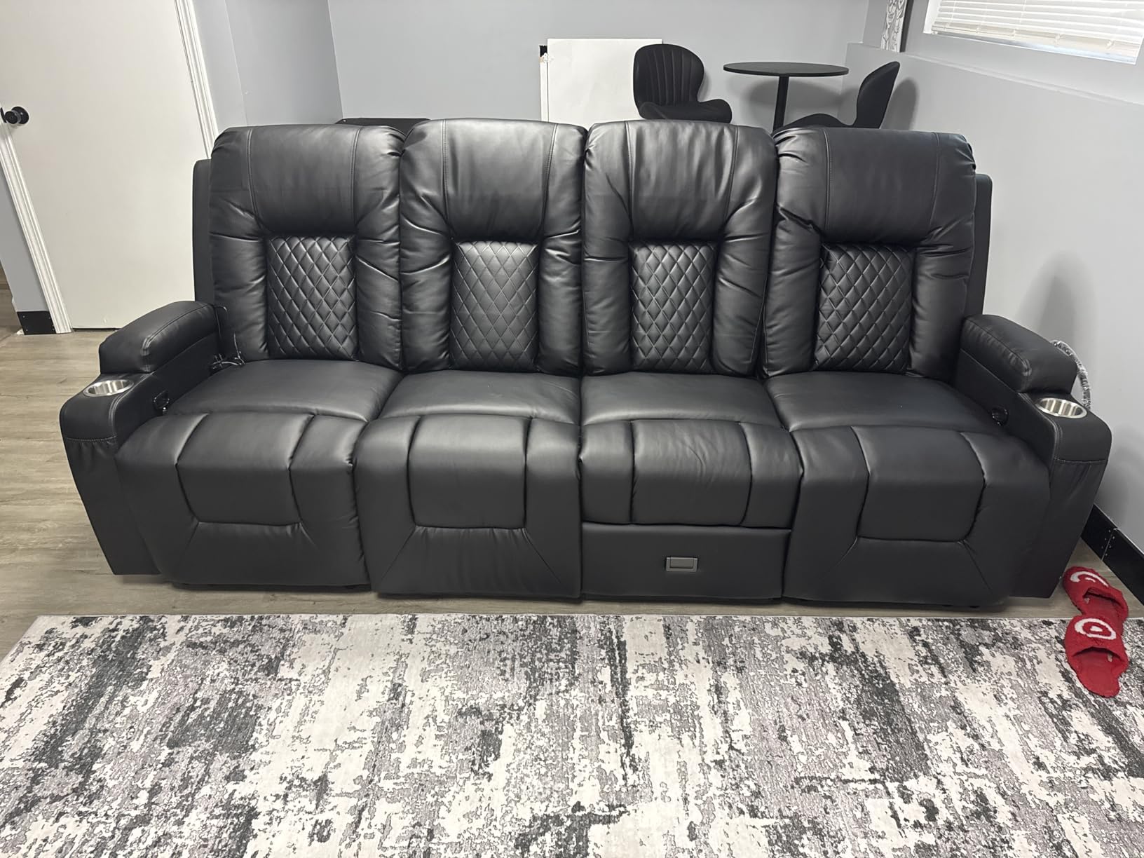 YONISEE Large Loveseat Recliner, Loveseat Recliner Sofa with Storage Console, Recliner Chair with USB Ports, 2 Cell Phone Holders, Cup Holder, Loveseat Couch for Living Room customer photo 2