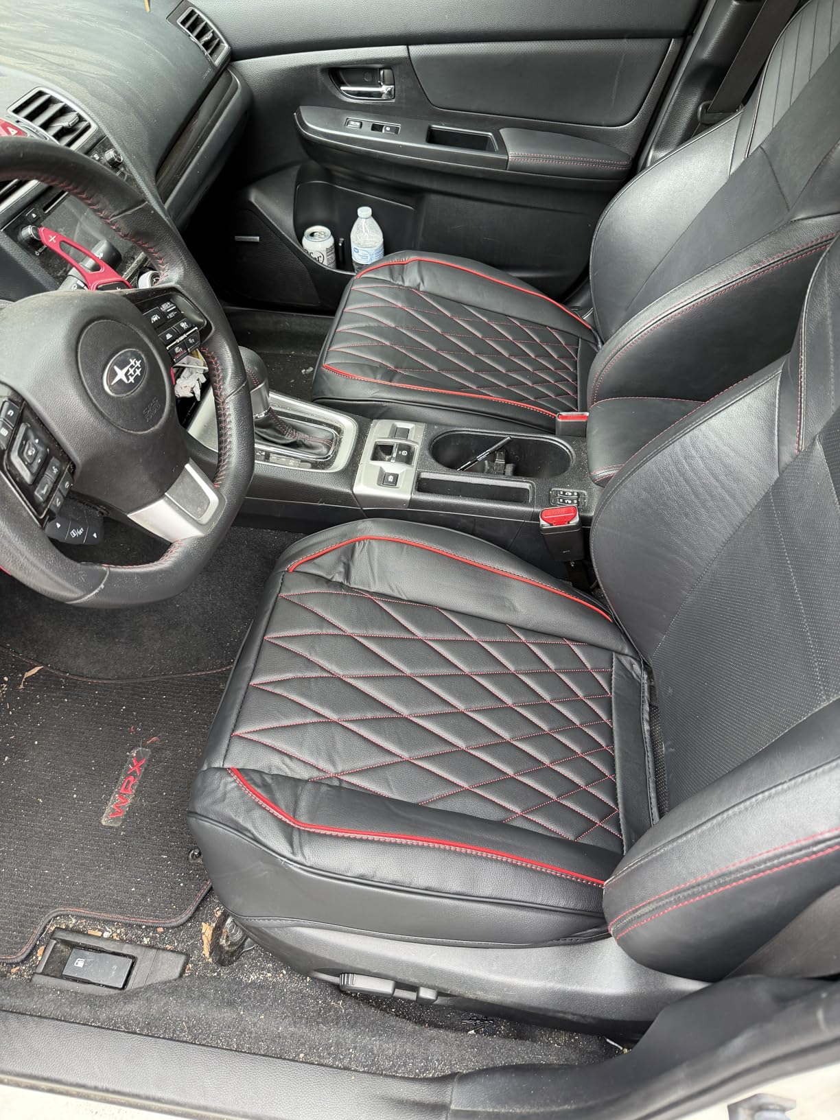 CAR PASS 2 Pack Leather Front Car Seat Covers, Bottom Seat Covers Full Wrapped with Storage Pocket, Anti-Slip Leather Seat Protectors,Waterproof Seat Cushion Pad Universal Fit Sedan SUV Truck, Black customer photo 1