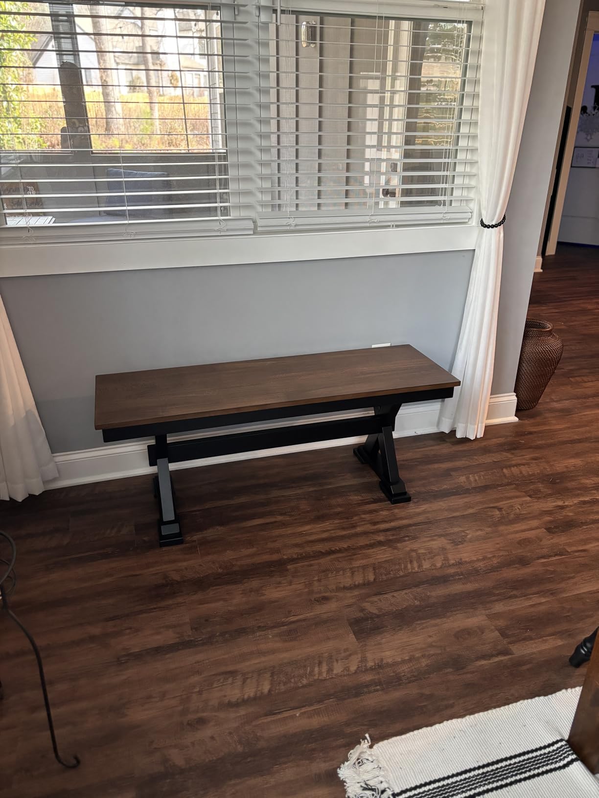 Signature Design by Ashley Wildenauer Dining Bench, 48 Inch Farmhouse Two Tone Wooden Seating with Solid Wood Frame, Brown/Black customer photo 2