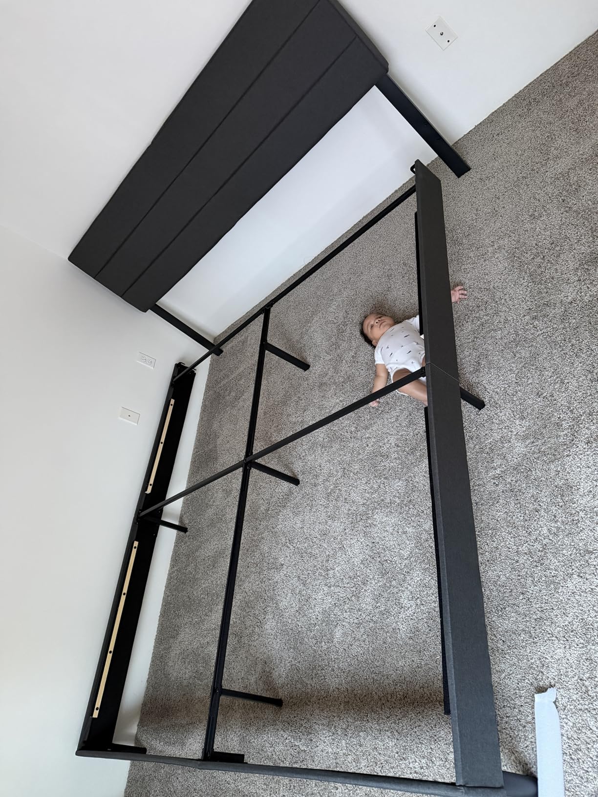 Zinus Queen Piper Upholstered Platform Bed with Horizontal Paneled Headboard, Wooden Slat Support, No Box Spring Needed, Easy Assembly, Eco Friendly Packaging, Dark Grey customer photo 1