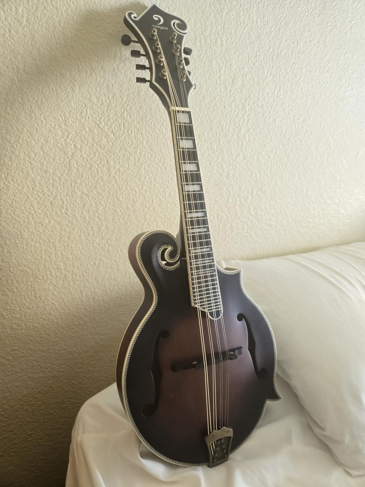 Vangoa F-Style Mandolins Instrument, Solid Spruce and Maple, 29-Fret, Ebony Fingerboard and Bridge, 8 String Acoustic Mandolin, Classic Sunburst customer photo 2