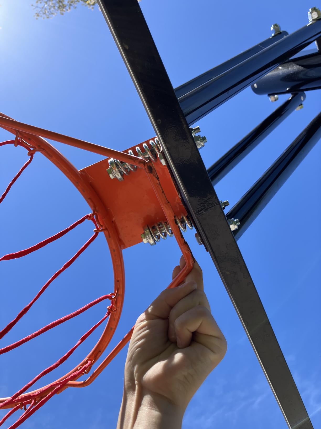 Skytime Basketball Hoop 44&48 Inch Backboard Portable Basketball Goals Outdoor, 5.3-10ft Stepless Regulation Crank Adjust Basketball Goal System customer photo 1