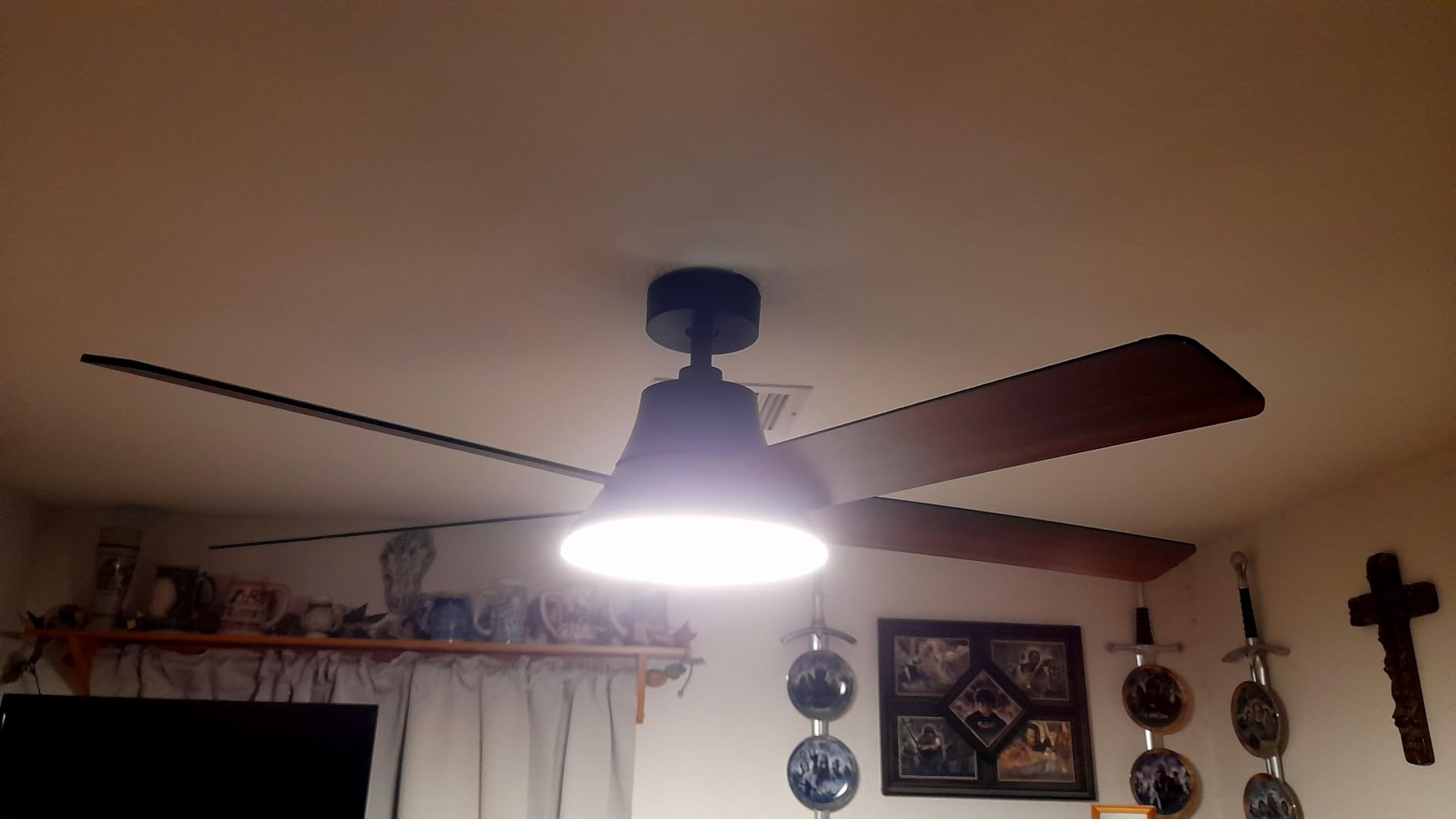DREO Smart Ceiling Fan with Lights, 52 Inch, 12 Speeds & 3 Fan Modes, Stepless Dimmable LED Light, Timer, 22dB Quiet DC Motor, Remote/APP/Alexa Control, Black customer photo 1