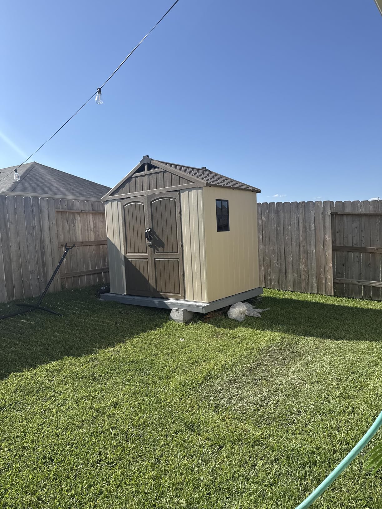 Patiowell 8 x 6 FT Plastic Outdoor Storage Shed with Floor, Resin Shed with Window and Lockable Door for Garden, Backyard, Tool Storage Use, Easy to Install in Beige (Kick-it Shed) customer photo 2