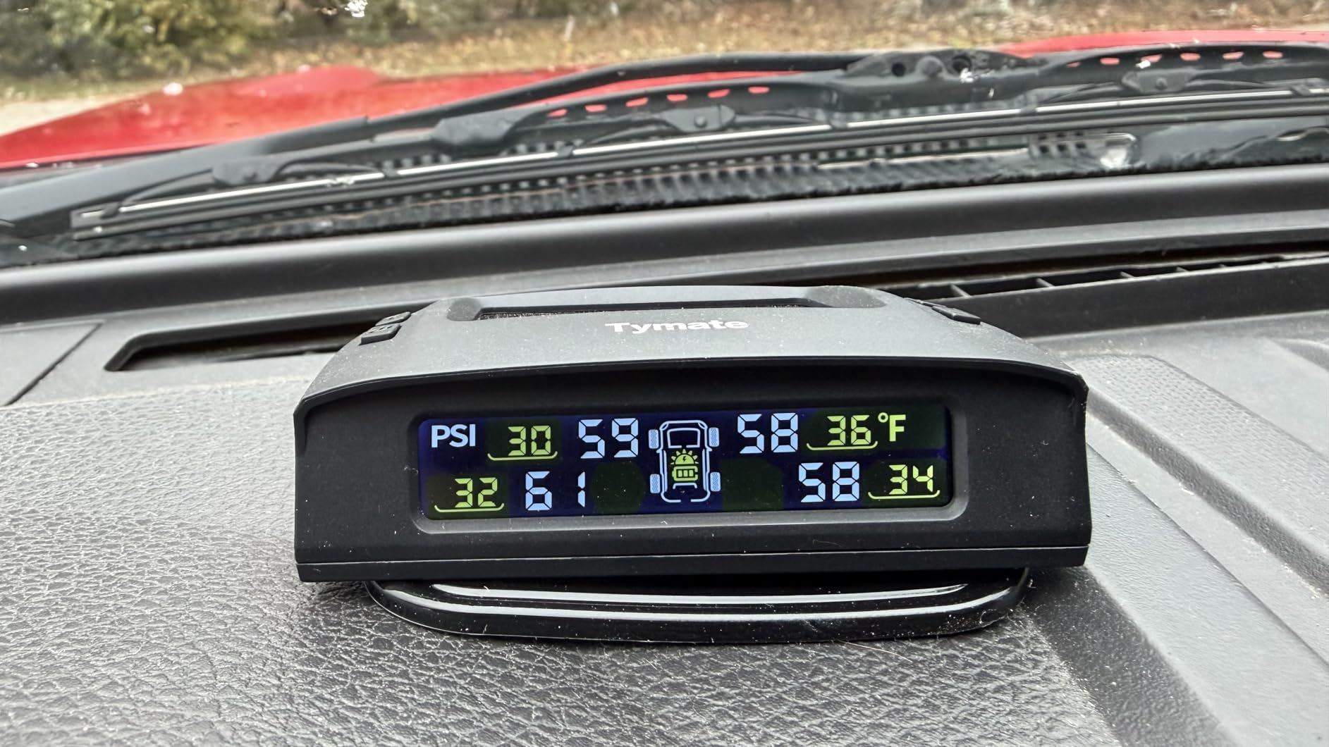 Tymate TM2 RV Tire Pressure Monitoring System, Tire Pressure Monitor with Solar Charge, TPMS with 4 Sensors (Max. 10) & 6 Alarm Modes, New Updated w/Color LCD Display, 0-87PSI for RV/Trailer/Truck/SUV customer photo 1