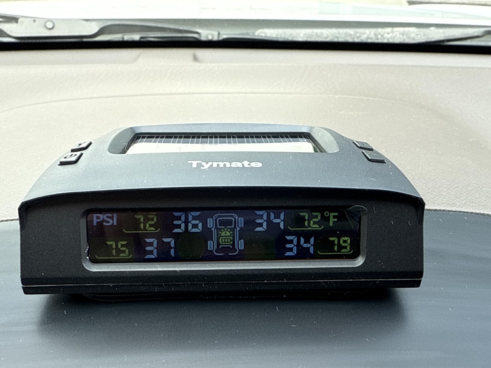 Tymate TM2 RV Tire Pressure Monitoring System, Tire Pressure Monitor with Solar Charge, TPMS with 4 Sensors (Max. 10) & 6 Alarm Modes, New Updated w/Color LCD Display, 0-87PSI for RV/Trailer/Truck/SUV customer photo 2