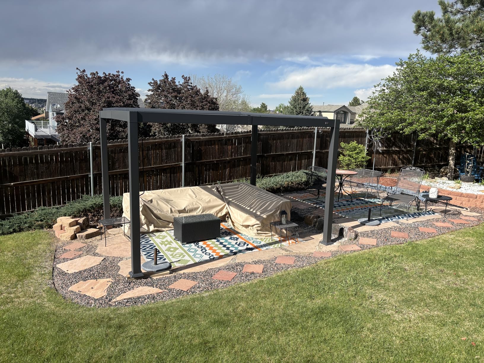 PURPLE LEAF Louvered Pergola 10' x 14' Aluminum Outdoor Pergola with Adjustable Louvers Roof and Integrated Drainage System 70 Mph High Wind Resistant Small Pergolas for Patio Deck Porch Yard customer photo 1