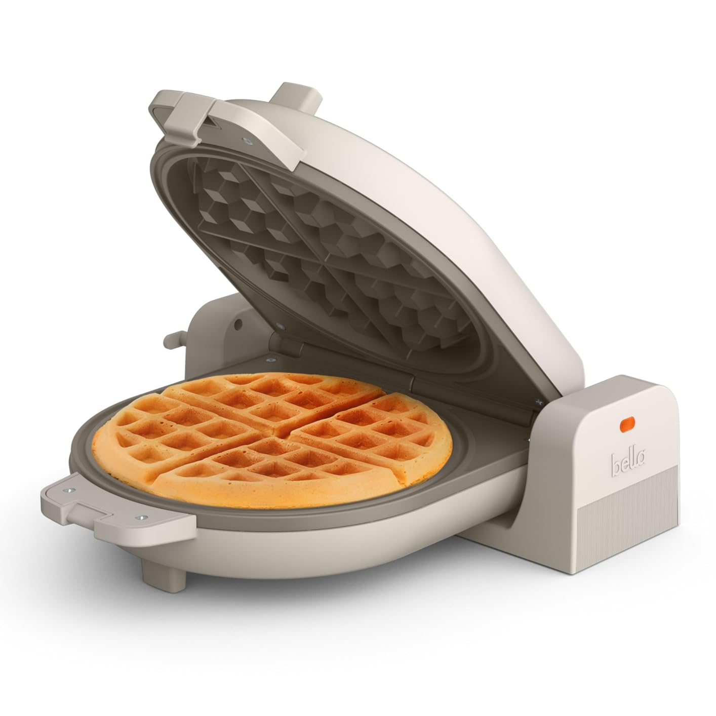 bella Flip-n-Store Waffle Maker with EverGood Ceramic Nonstick Coating, Fits-anywhere Kitchenware, Power Indicator Light, Cool Touch Handle & Cord Wrap, 7