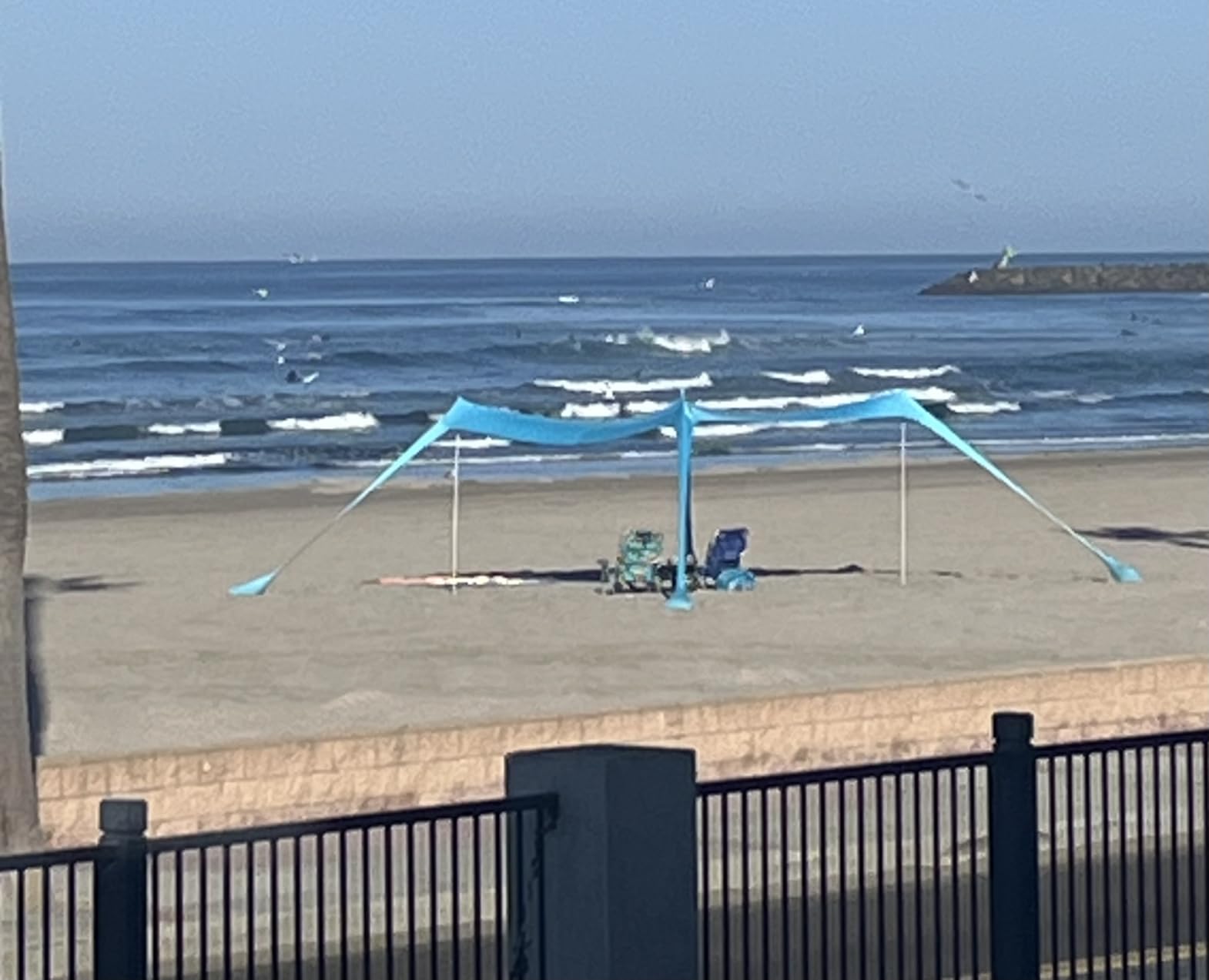COMMOUDS Beach Tent Sun Shelter - UPF50+ Pop Up Beach Canopy with Sandbags & Sand Shovel & Windproof Poles, Portable Sun Shade for Beach, Camping, Picnics, Backyard customer photo 1