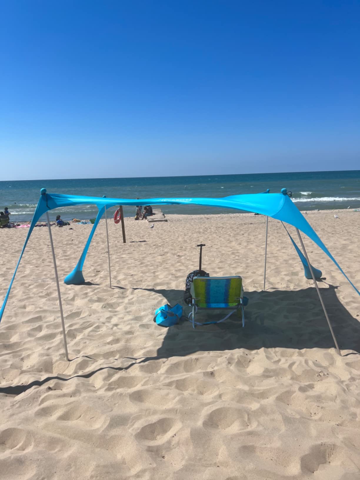 COMMOUDS Beach Tent Sun Shelter - UPF50+ Pop Up Beach Canopy with Sandbags & Sand Shovel & Windproof Poles, Portable Sun Shade for Beach, Camping, Picnics, Backyard customer photo 2