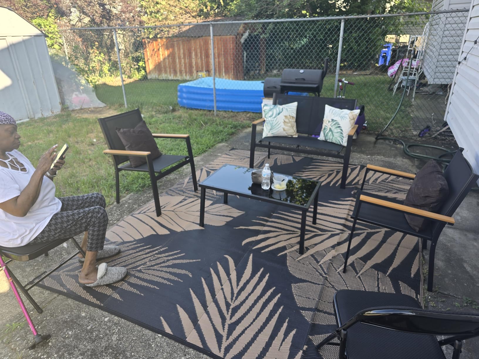 Best Choice Products 4-Piece Outdoor Textilene Patio Conversation Set, Backyard Furniture w/Loveseat, Coffee Table, Steel Frame - Brown/Tan customer photo 2