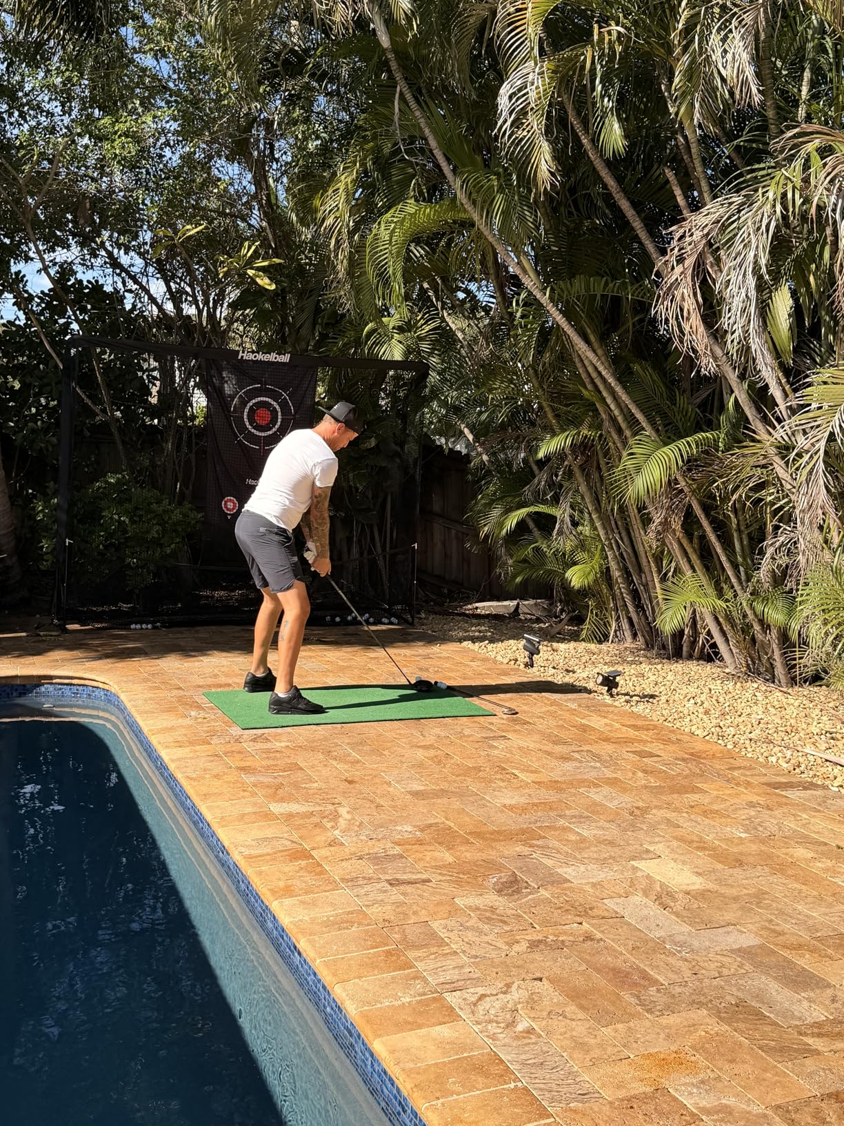 Haokelball Golf Practice Hitting Net for Driving Real Balls, 10x8ft Heavy Duty Netting with Side Barriers, Ball Return & Collection System customer photo 2