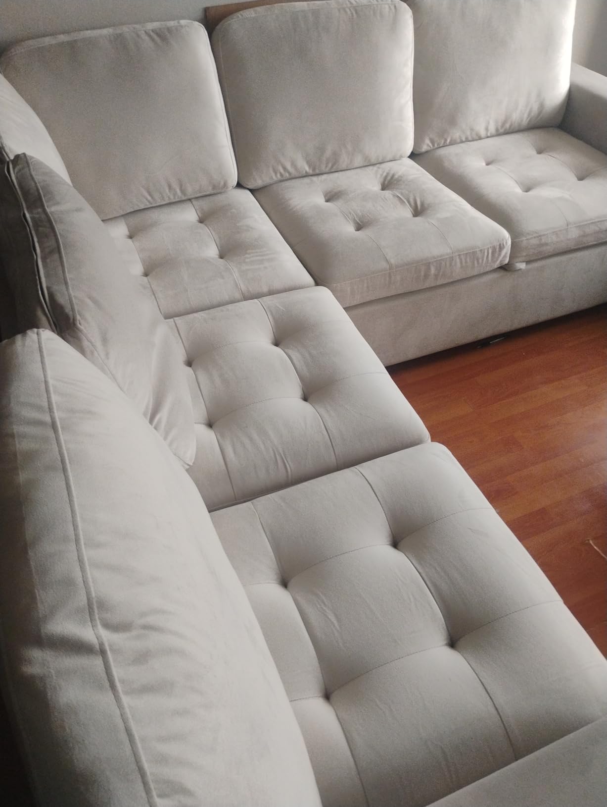 Belffin Modular Sectional Sleeper Sofa with Pull Out Couch Bed Velvet Convertible L Shaped Sectional Couch for Living Room Apartment Beige customer photo 2