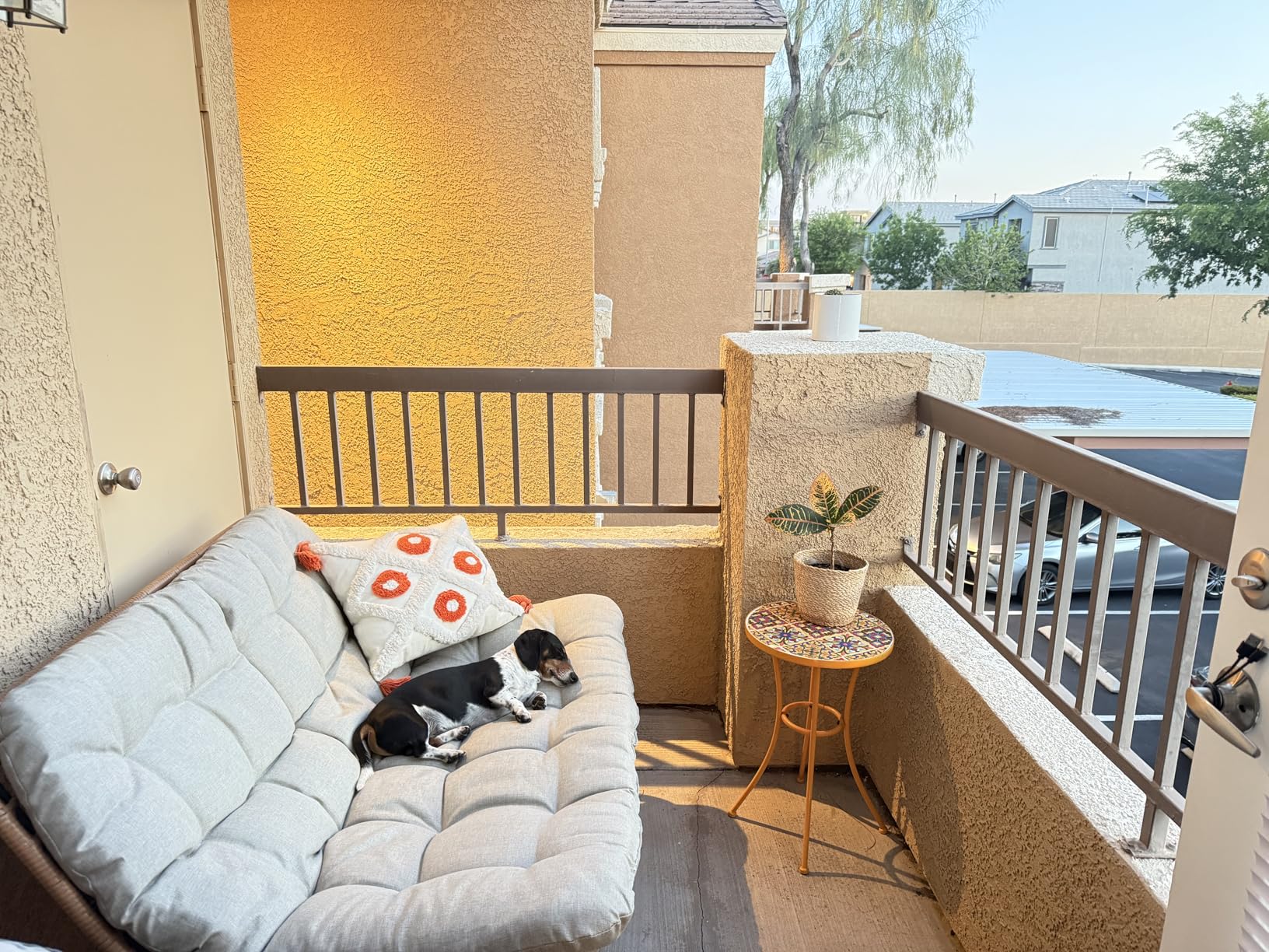 Crestlive Products Outdoor Loveseat, 2 Seater Outdoor Couch with Soft Cushion, All-Weather Boho Rattan Patio Furniture for Balcony, Poolside, Backyard, Porch (Beige) customer photo 2