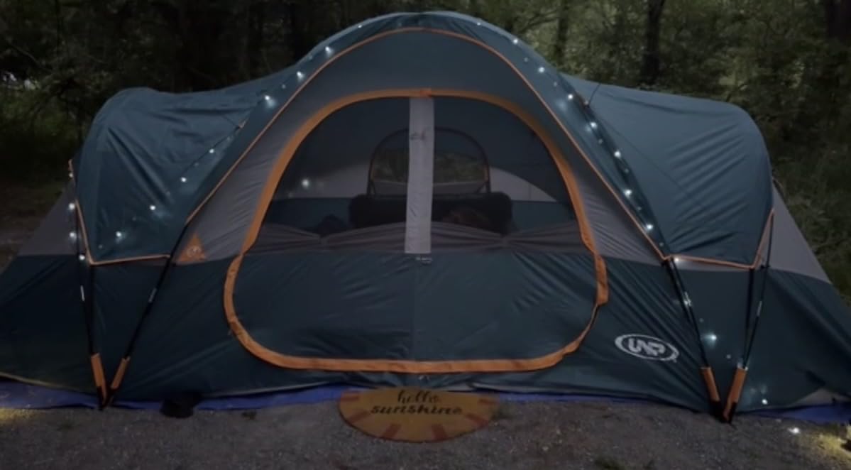 UNP Camping Tent 10-Person Family Tents, Parties, Music Festival Tent, Big, Easy Up, 5 Large Mesh Windows, Double Layer, 2 Room, Waterproof, Weather Resistant, 18ft x 9ft x78in customer photo 1