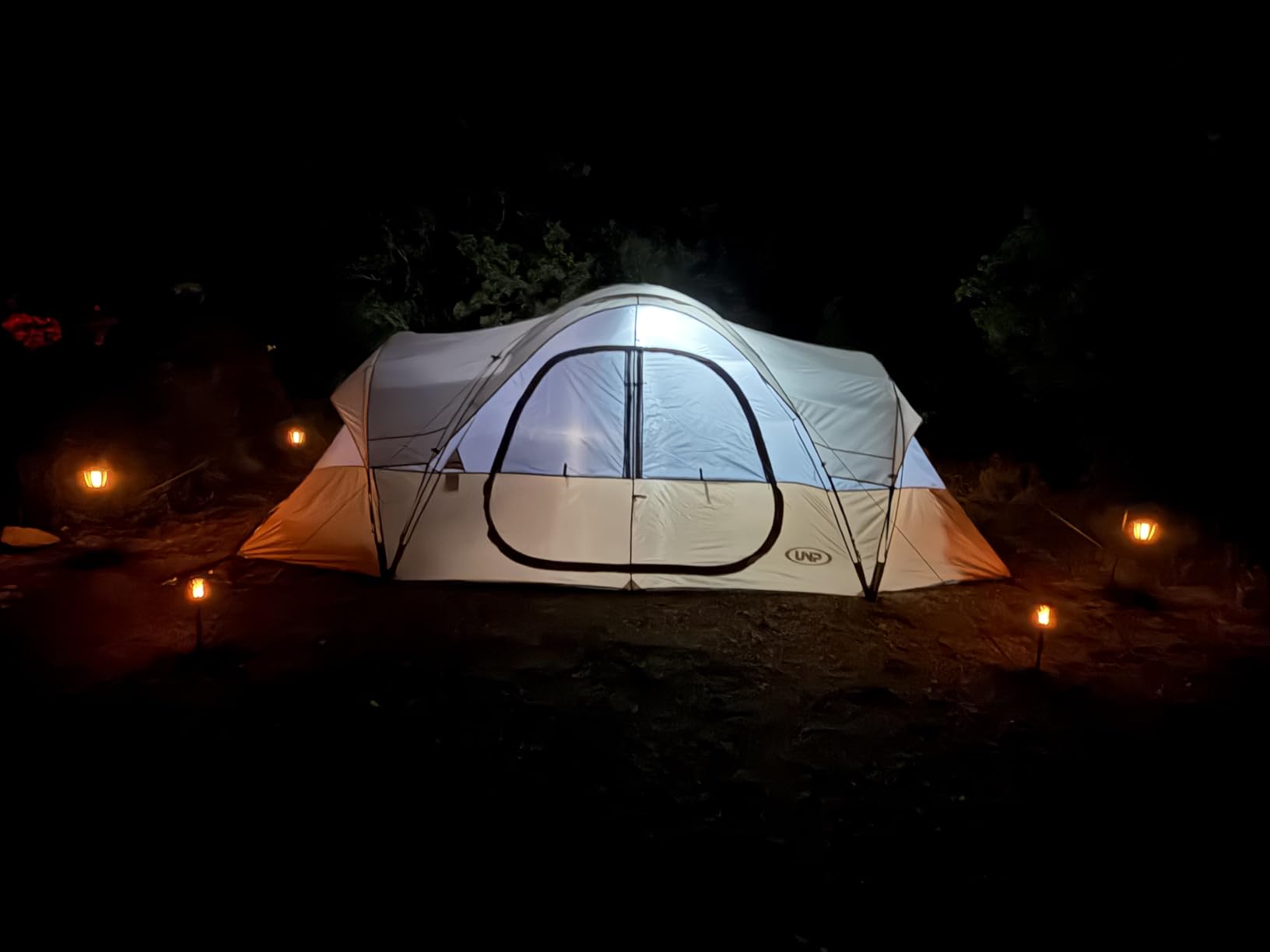 UNP Camping Tent 10-Person Family Tents, Parties, Music Festival Tent, Big, Easy Up, 5 Large Mesh Windows, Double Layer, 2 Room, Waterproof, Weather Resistant, 18ft x 9ft x78in customer photo 2