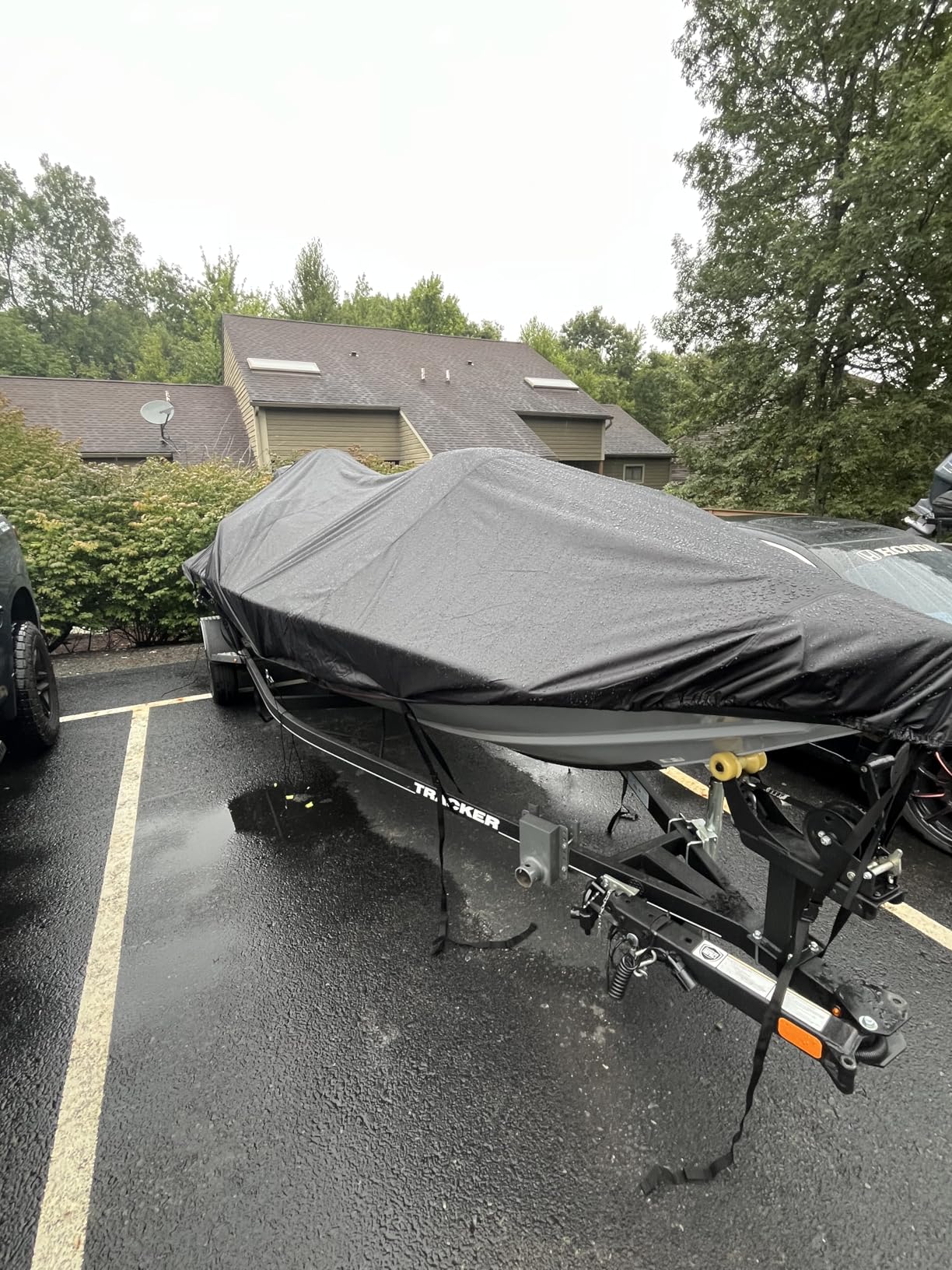 Trailerable Boat Cover 17-19ft with Outboard Motor Cover, 900D Marine Canvas Waterproof & UV-Proof Heavy Duty Boat Covers for 17 feet 18ft 19' Foot V-Hull Bass Boat Runabout Boat, Gray customer photo 2