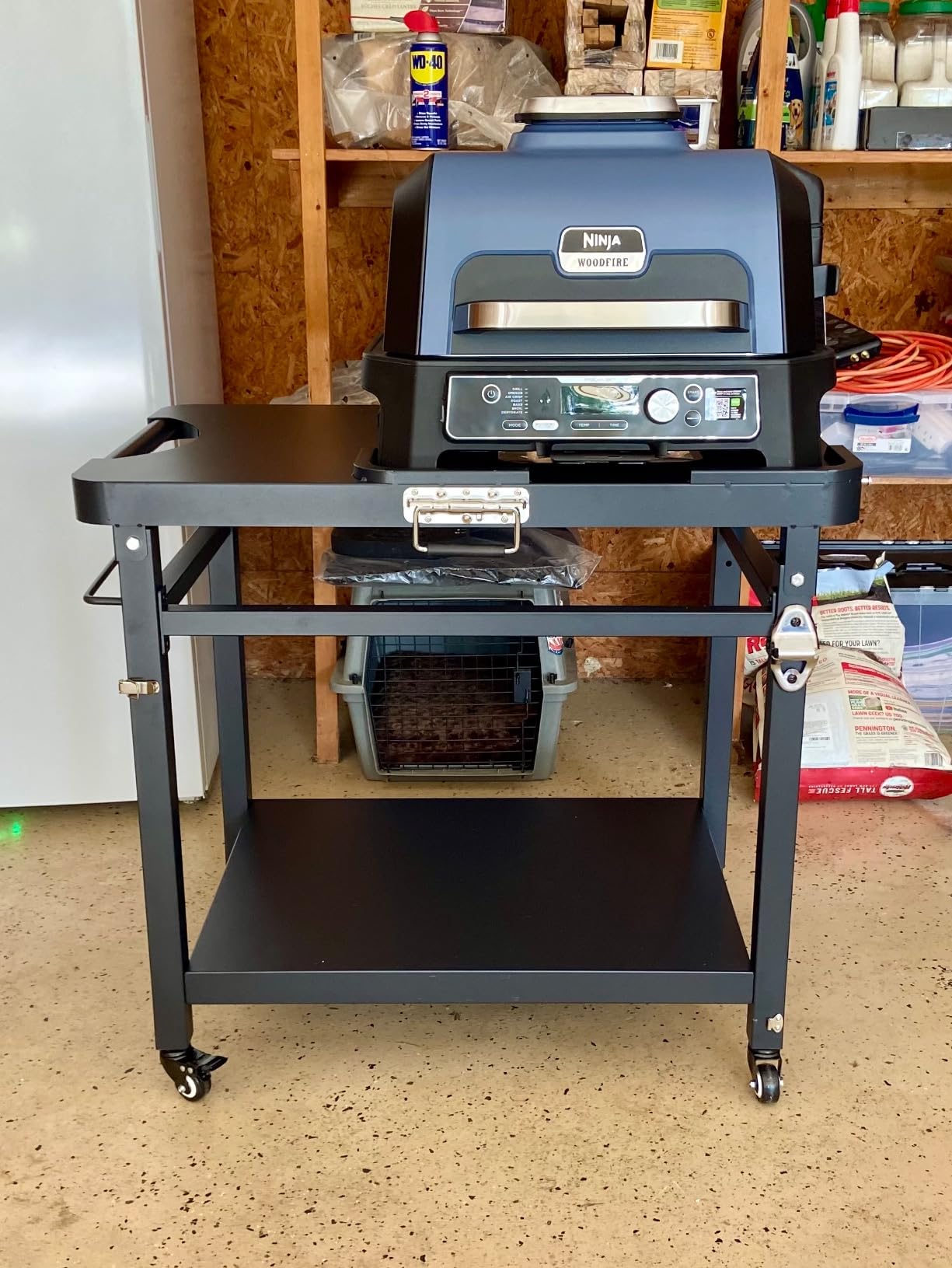 Universal Grill Stand for Ninja Woodfire Outdoor Grills, Portable Foldable Grill Cart Table for XSKUNSTAND OG700 OG800 OG900 SER Smoker Pizza Oven Accessories with 4 Wheels & Cover customer photo 1