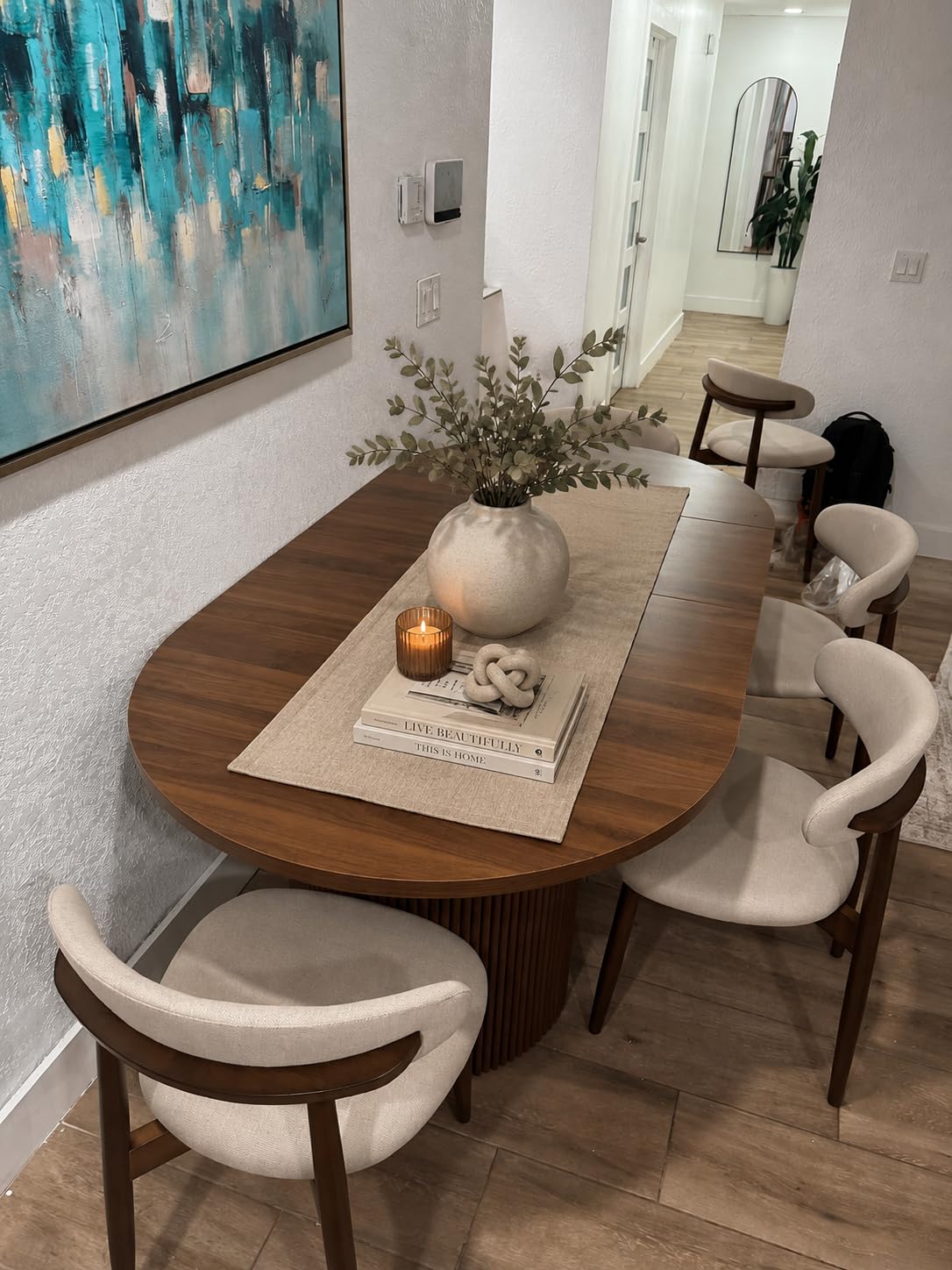 weselon 78 Inch Dining Table for 6 8 10, Modern Farmhouse Rectangular Kitchen Table, Long Dining Room Tables with Wood Strip Base for Kitchen Living Room (Natural) customer photo 1