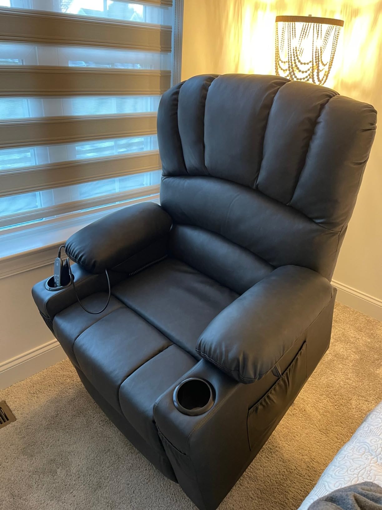 MCombo Oversized Power Lift Recliner Chair for Elderly, Lift Chair with Heat and Massage, Lift Recliner for Big and Tall, Cup Holders, USB & Type C Ports, Faux Leather R7092 (Dark Brown, Oversize) customer photo 1